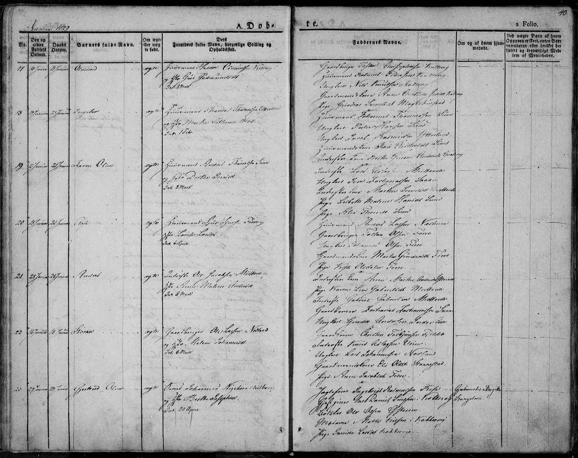 Avaldsnes sokneprestkontor, SAST/A -101851/H/Ha/Haa/L0005: Parish register (official) no. A 5.1, 1825-1841, p. 40