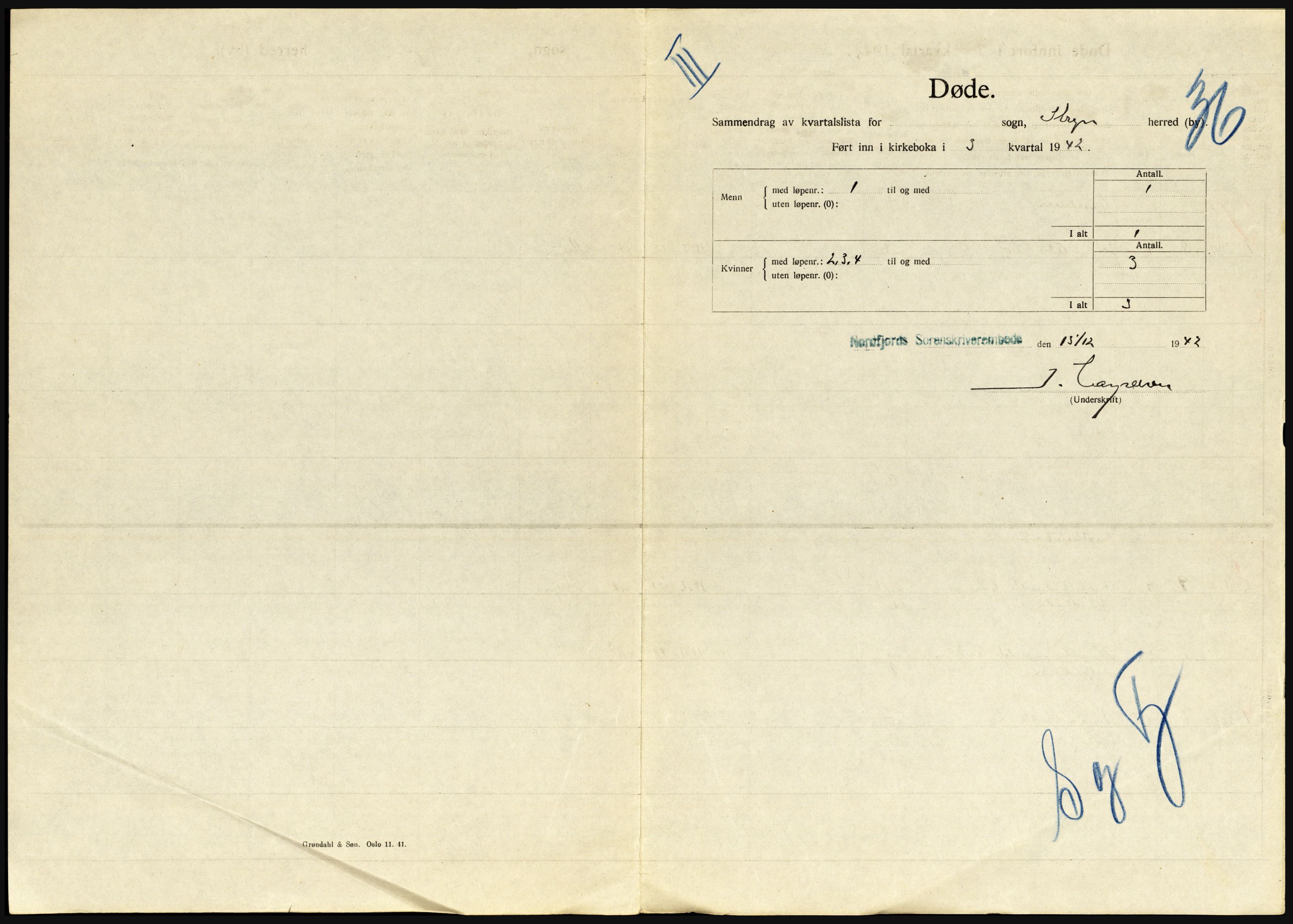 Statistisk sentralbyrå, Sosiodemografiske emner, Befolkning, AV/RA-S-2228/D/Df/Dfe/Dfeb/L0032: Sogn og Fjordane, 1942, p. 691