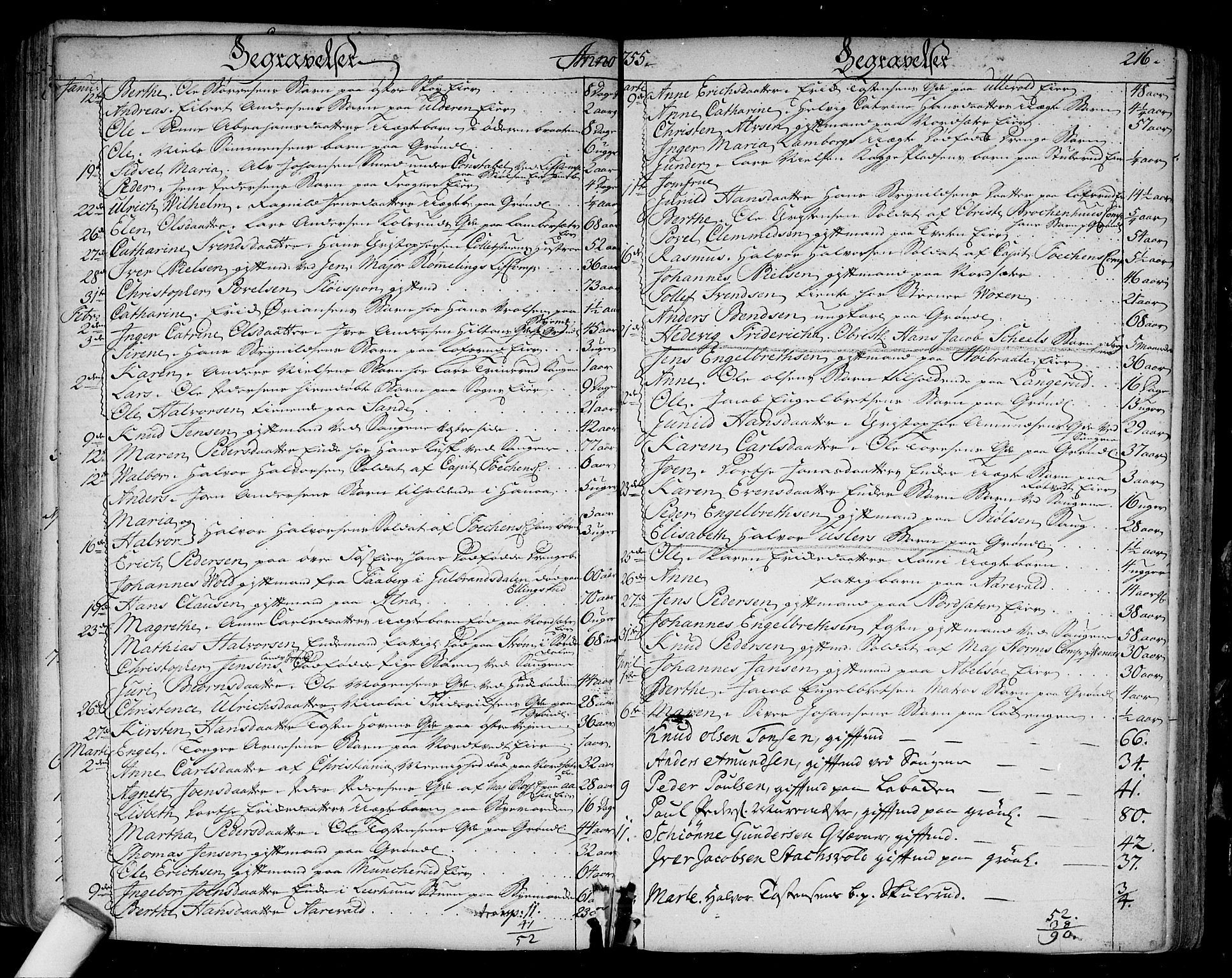 Aker prestekontor kirkebøker, SAO/A-10861/F/L0008: Parish register (official) no. 8, 1749-1765, p. 216