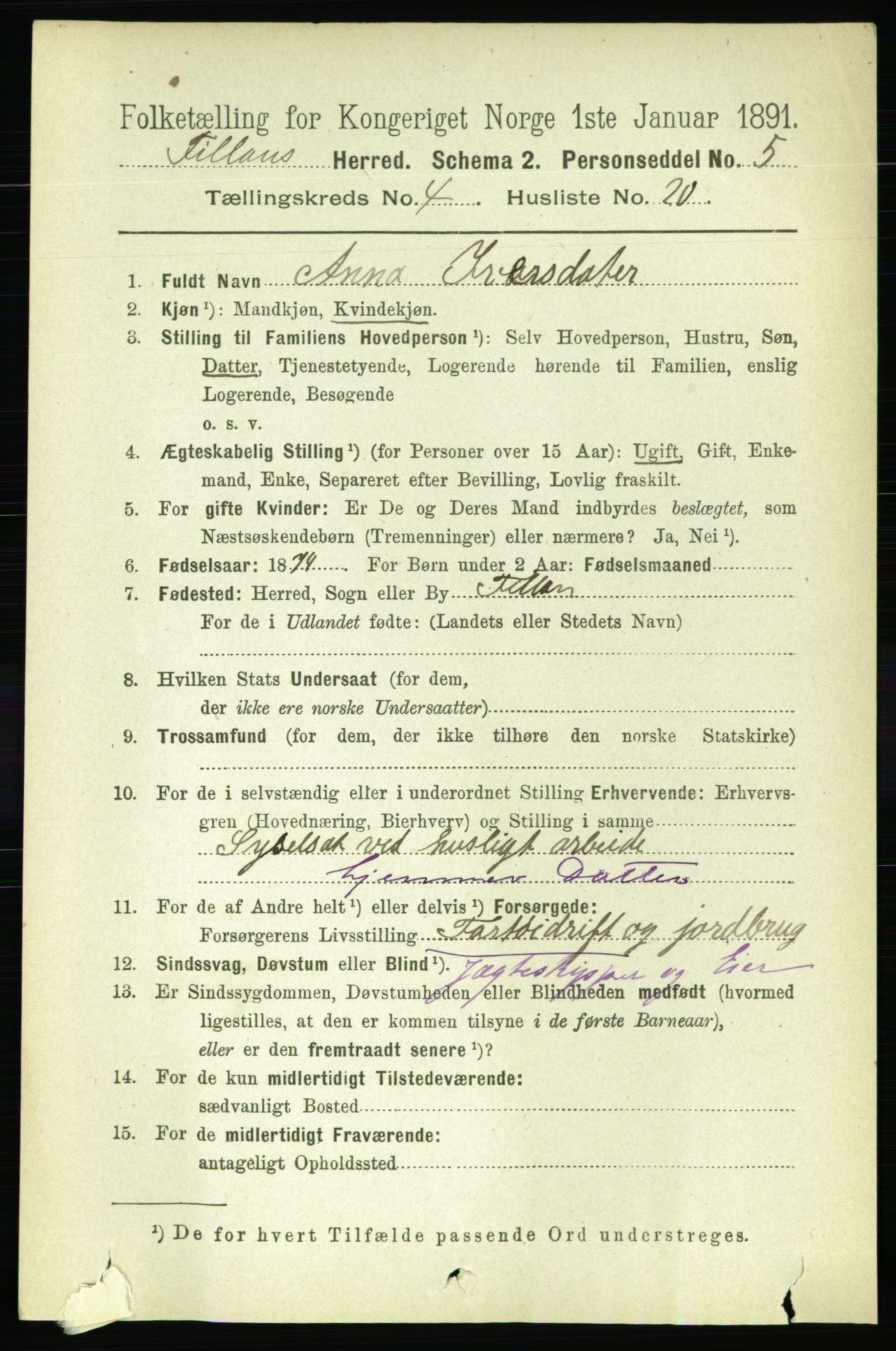 RA, 1891 census for 1616 Fillan, 1891, p. 805