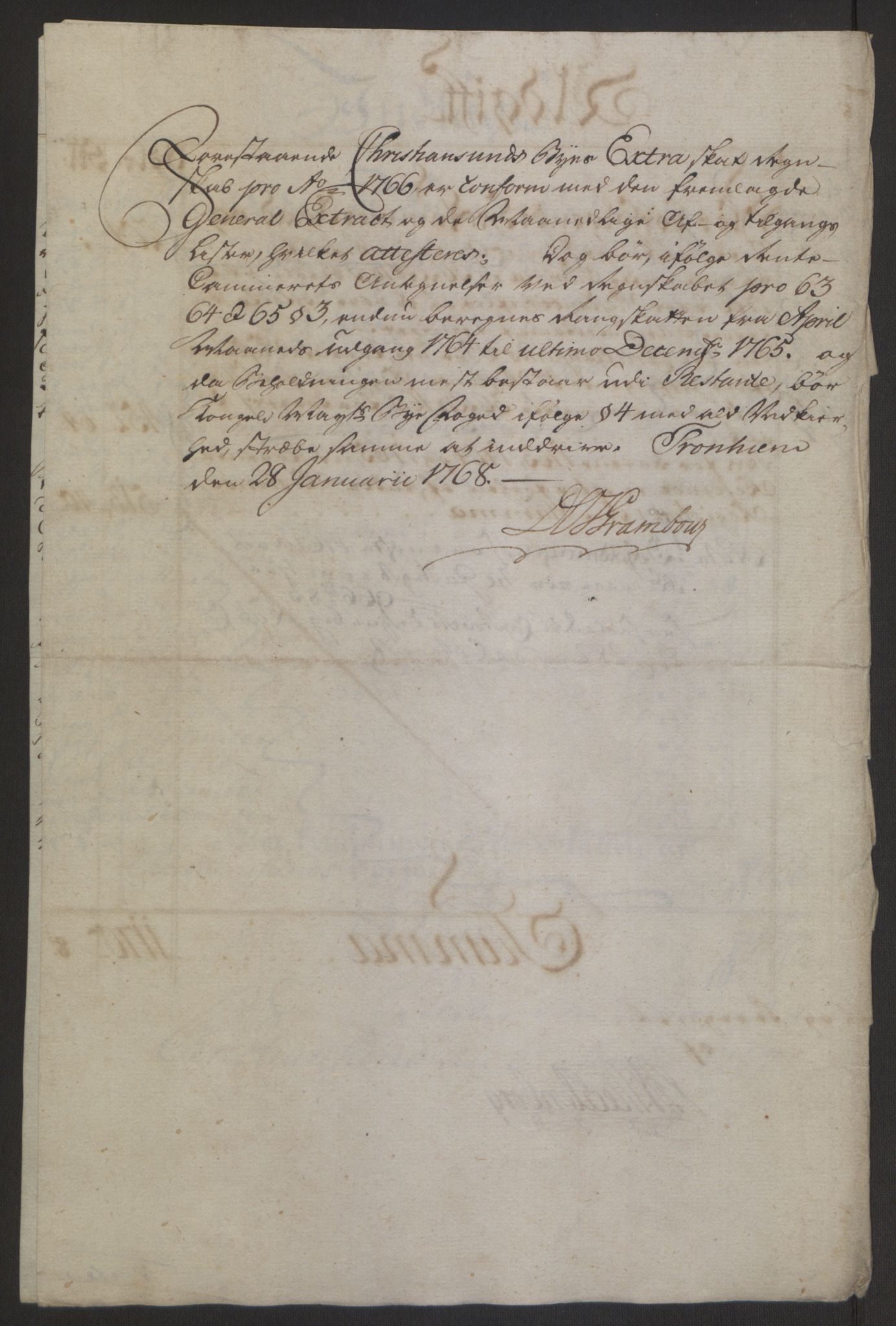 Rentekammeret inntil 1814, Reviderte regnskaper, Byregnskaper, RA/EA-4066/R/Rr/L0495/0004: [R1] Kontribusjonsregnskap / Ekstraskatt, 1762-1772, p. 87