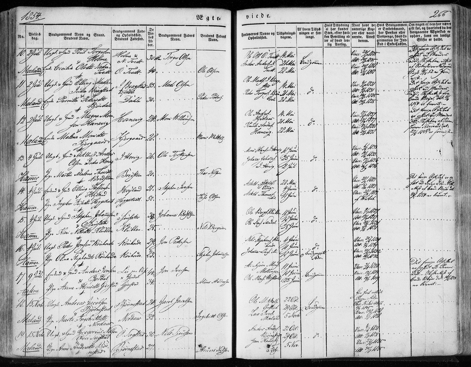 Hamre sokneprestembete, AV/SAB-A-75501/H/Ha/Haa/Haaa/L0013: Parish register (official) no. A 13, 1846-1857, p. 266