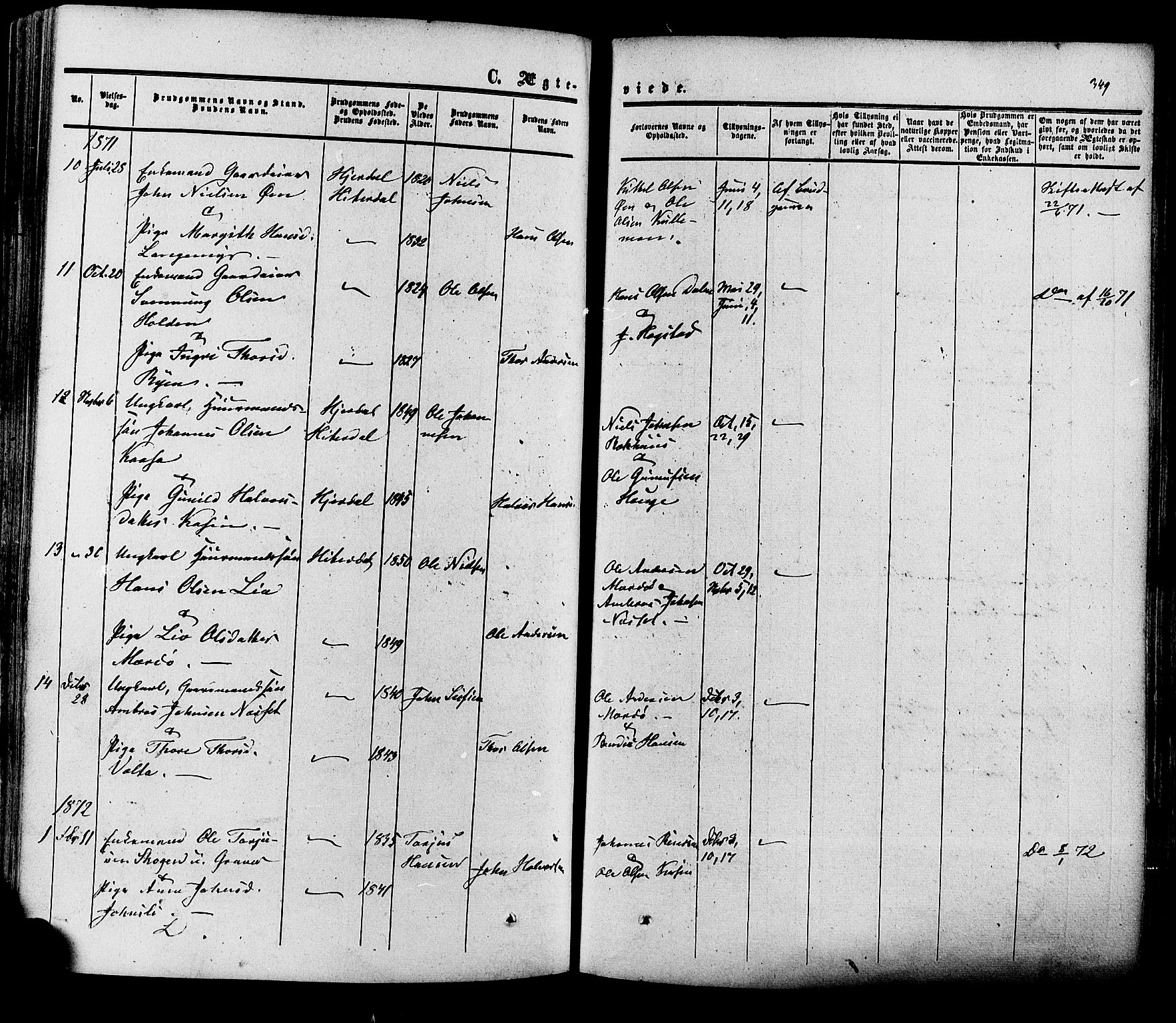 Heddal kirkebøker, SAKO/A-268/F/Fa/L0007: Parish register (official) no. I 7, 1855-1877, p. 349
