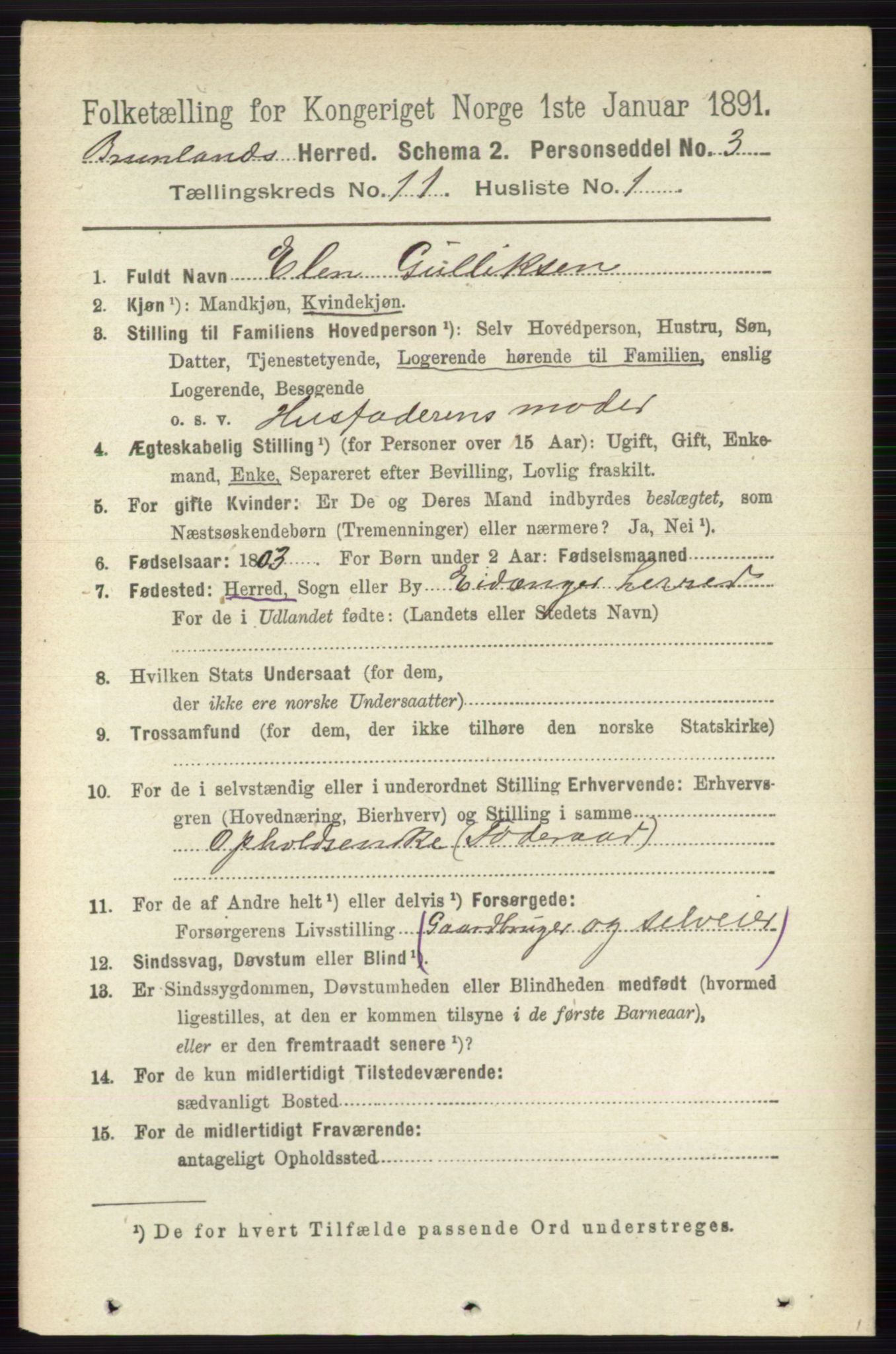 RA, 1891 census for 0726 Brunlanes, 1891, p. 5366