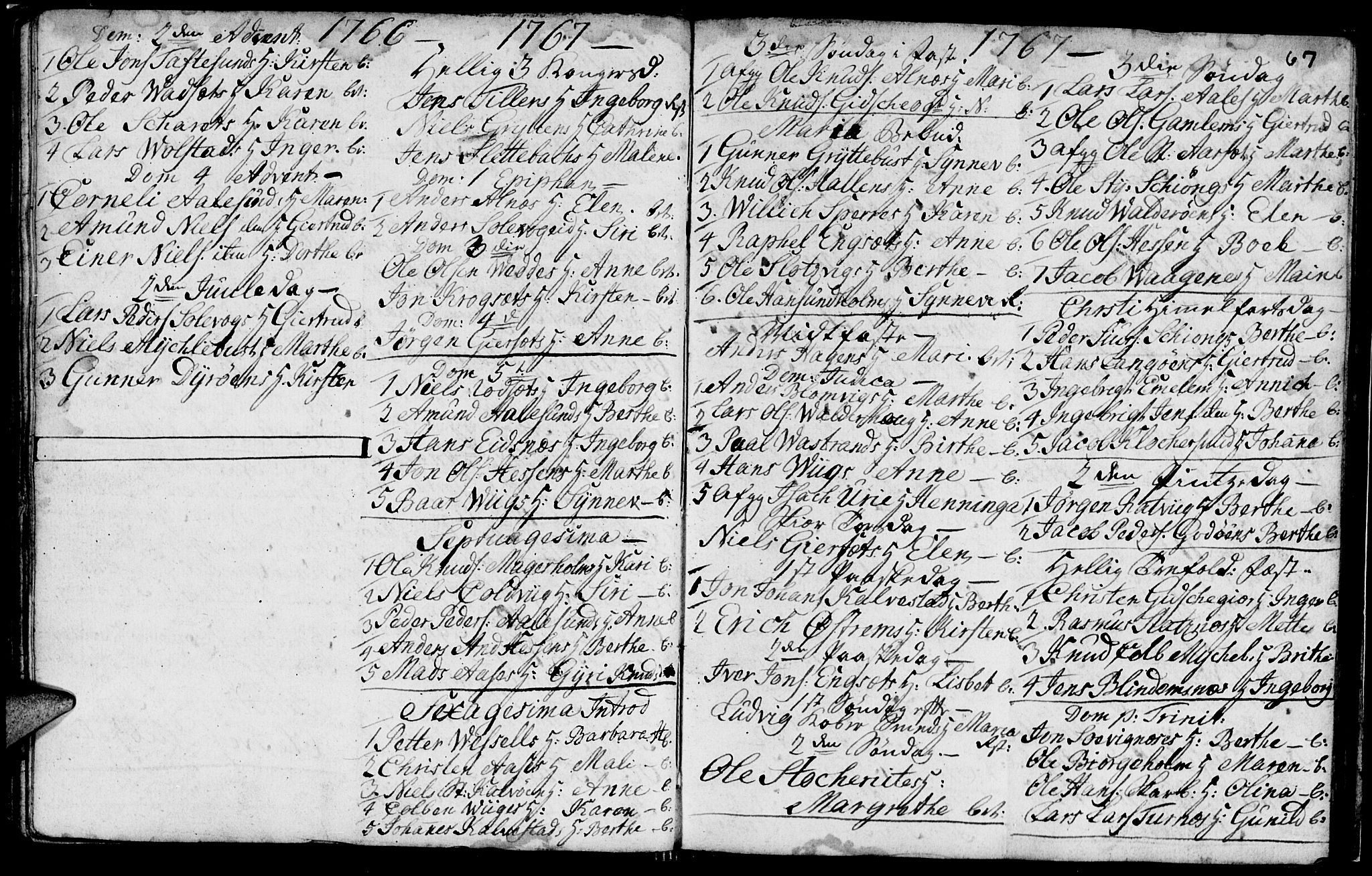 Ministerialprotokoller, klokkerbøker og fødselsregistre - Møre og Romsdal, AV/SAT-A-1454/528/L0420: Parish register (copy) no. 528C01, 1764-1784, p. 67