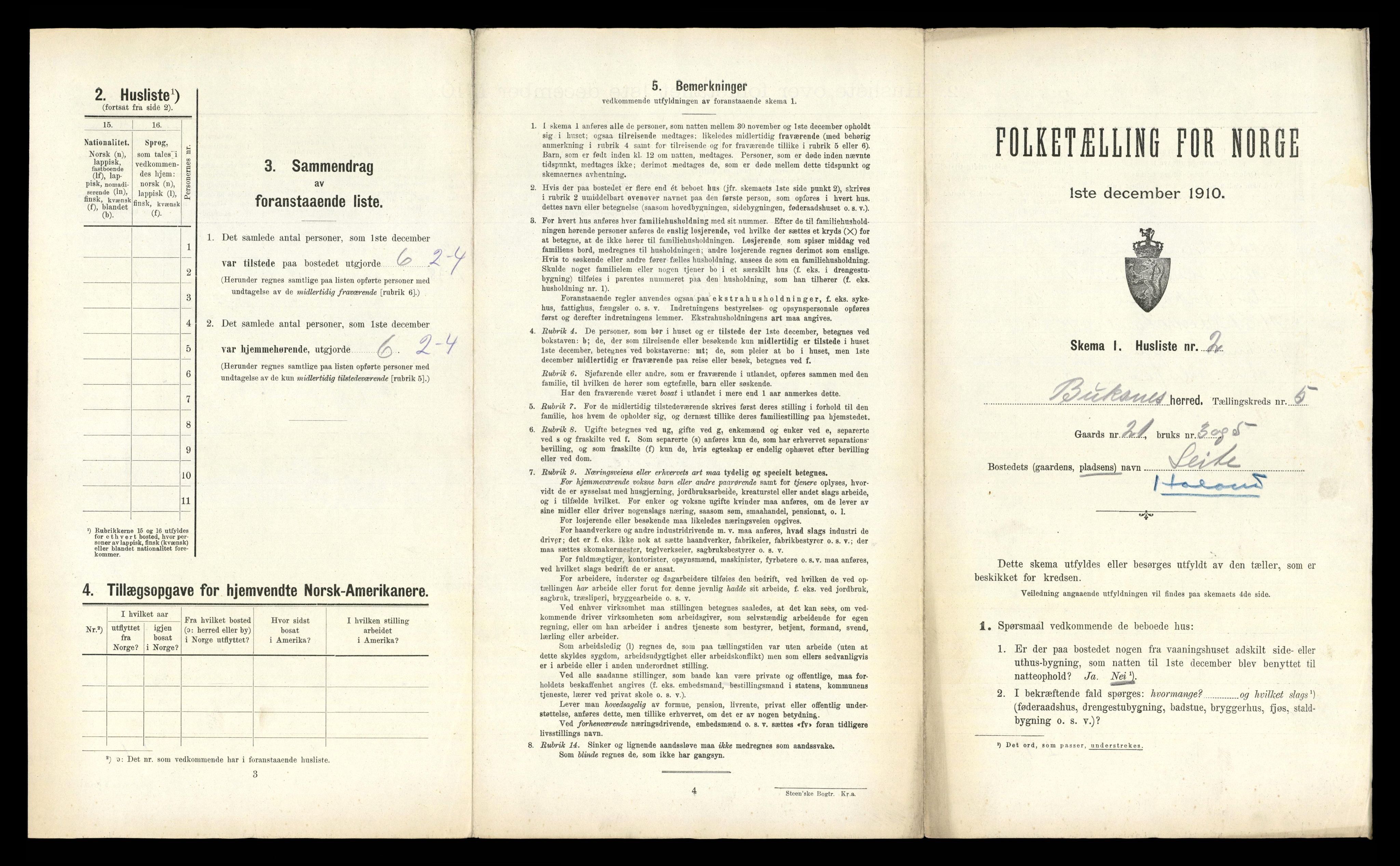 RA, 1910 census for Buksnes, 1910, p. 644