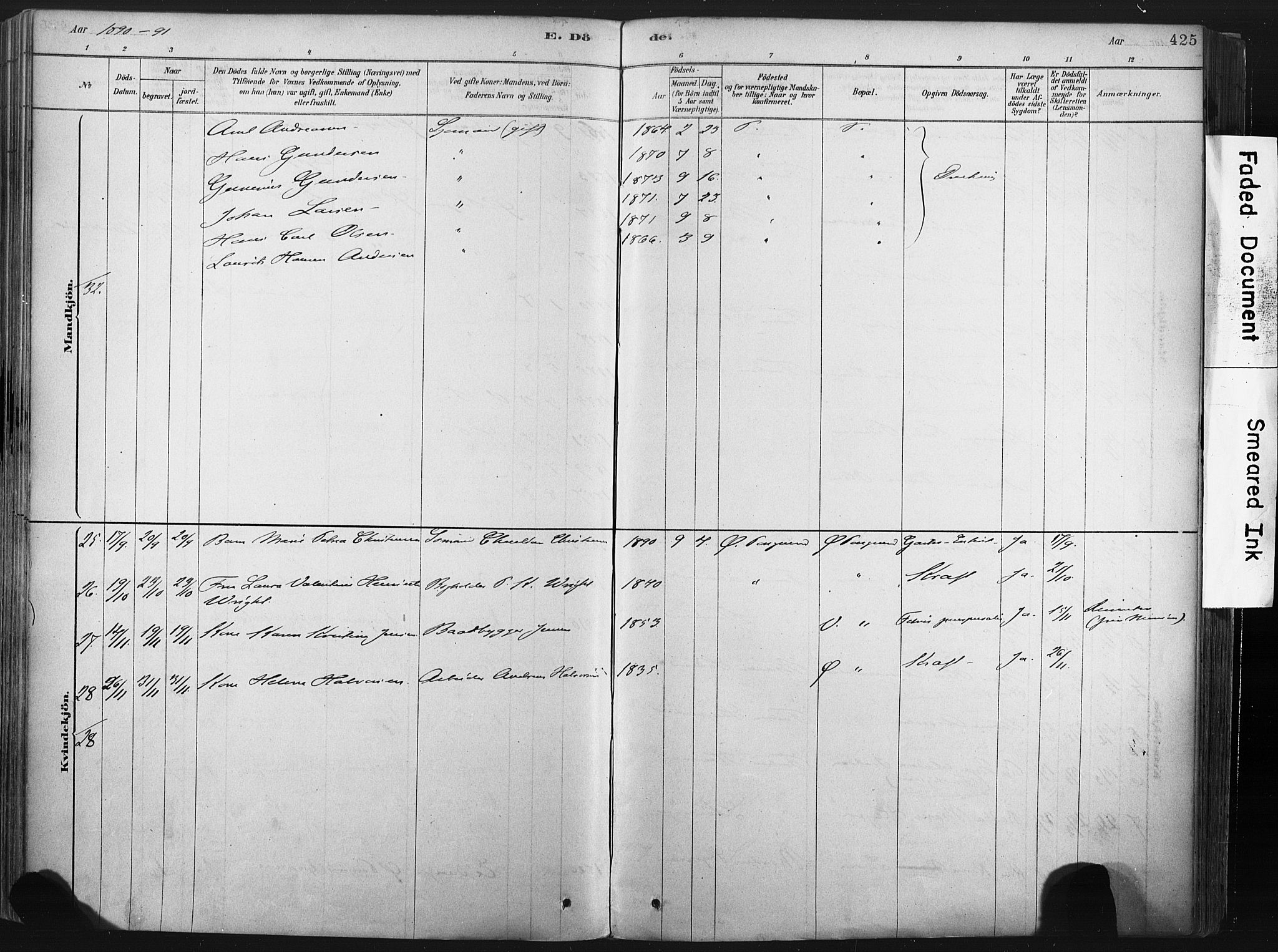 Porsgrunn kirkebøker , SAKO/A-104/F/Fa/L0008: Parish register (official) no. 8, 1878-1895, p. 425
