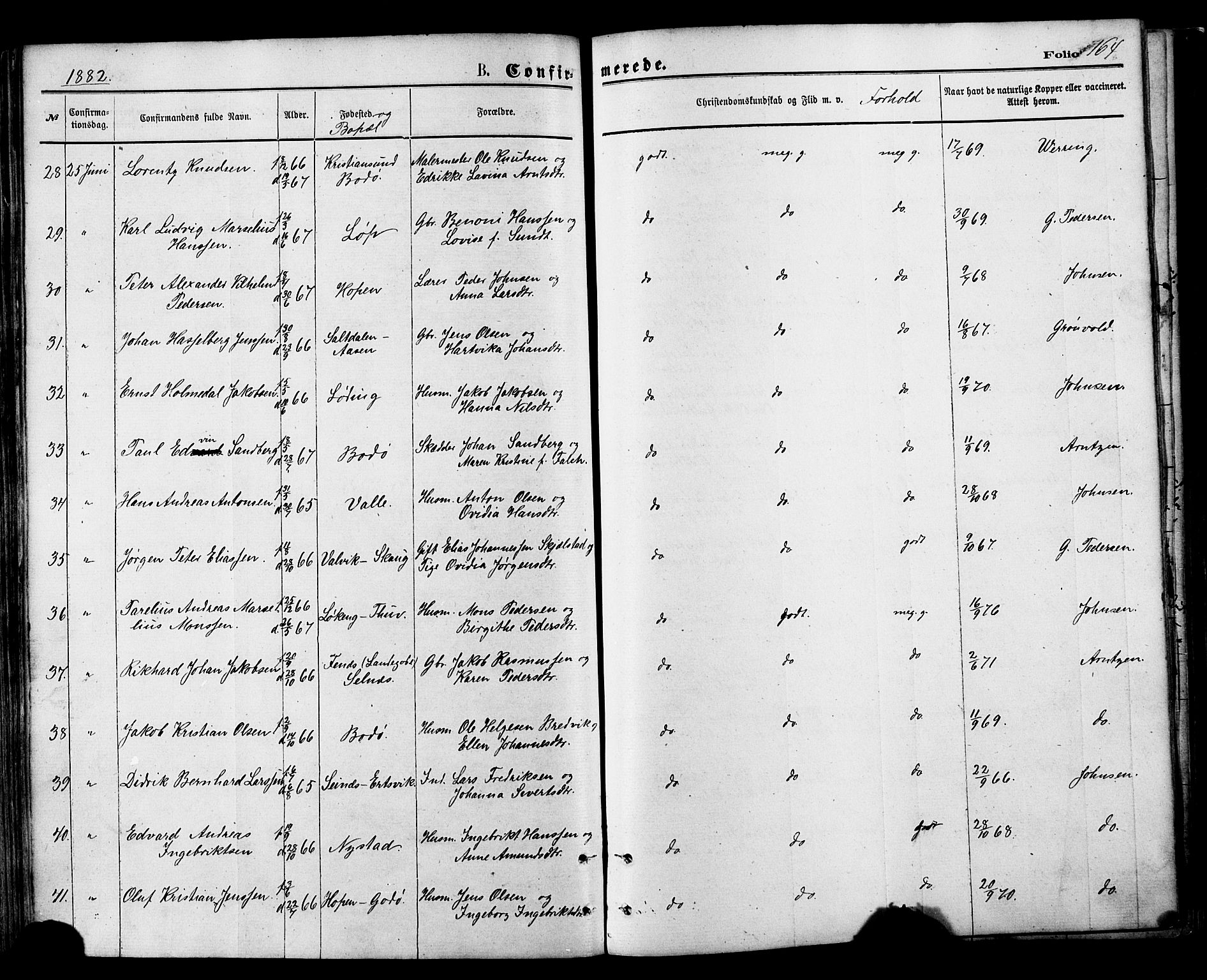 Ministerialprotokoller, klokkerbøker og fødselsregistre - Nordland, SAT/A-1459/801/L0009: Parish register (official) no. 801A09, 1876-1883, p. 164