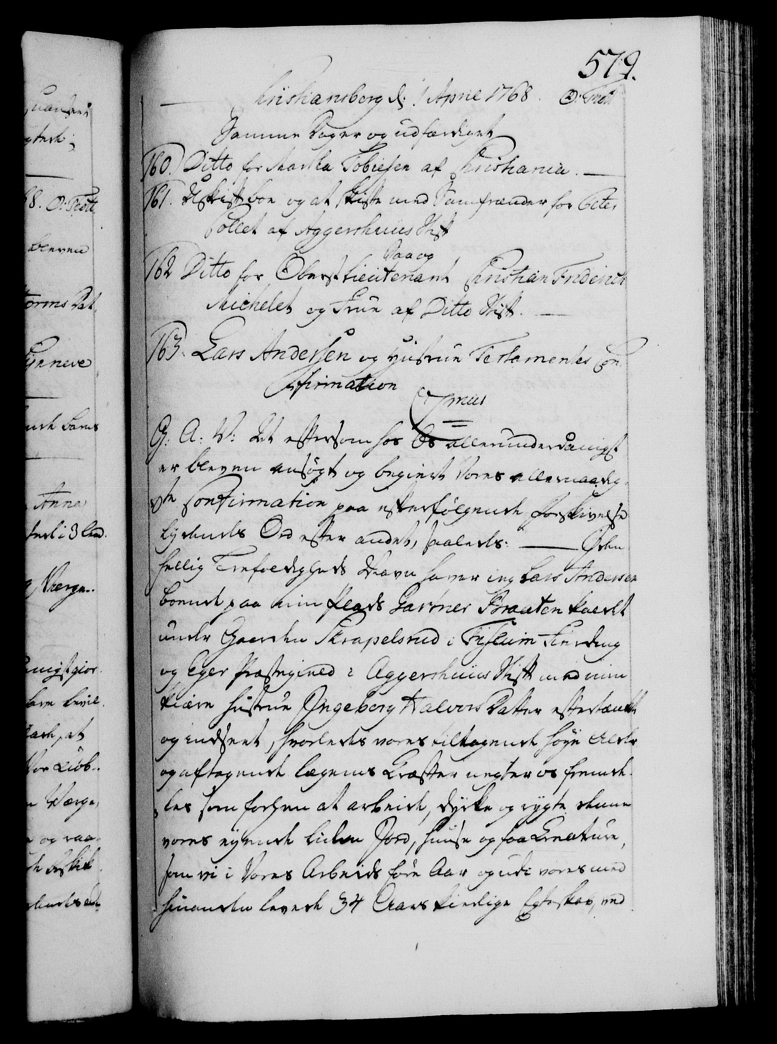 Danske Kanselli 1572-1799, AV/RA-EA-3023/F/Fc/Fca/Fcaa/L0043: Norske registre, 1766-1768, p. 579a