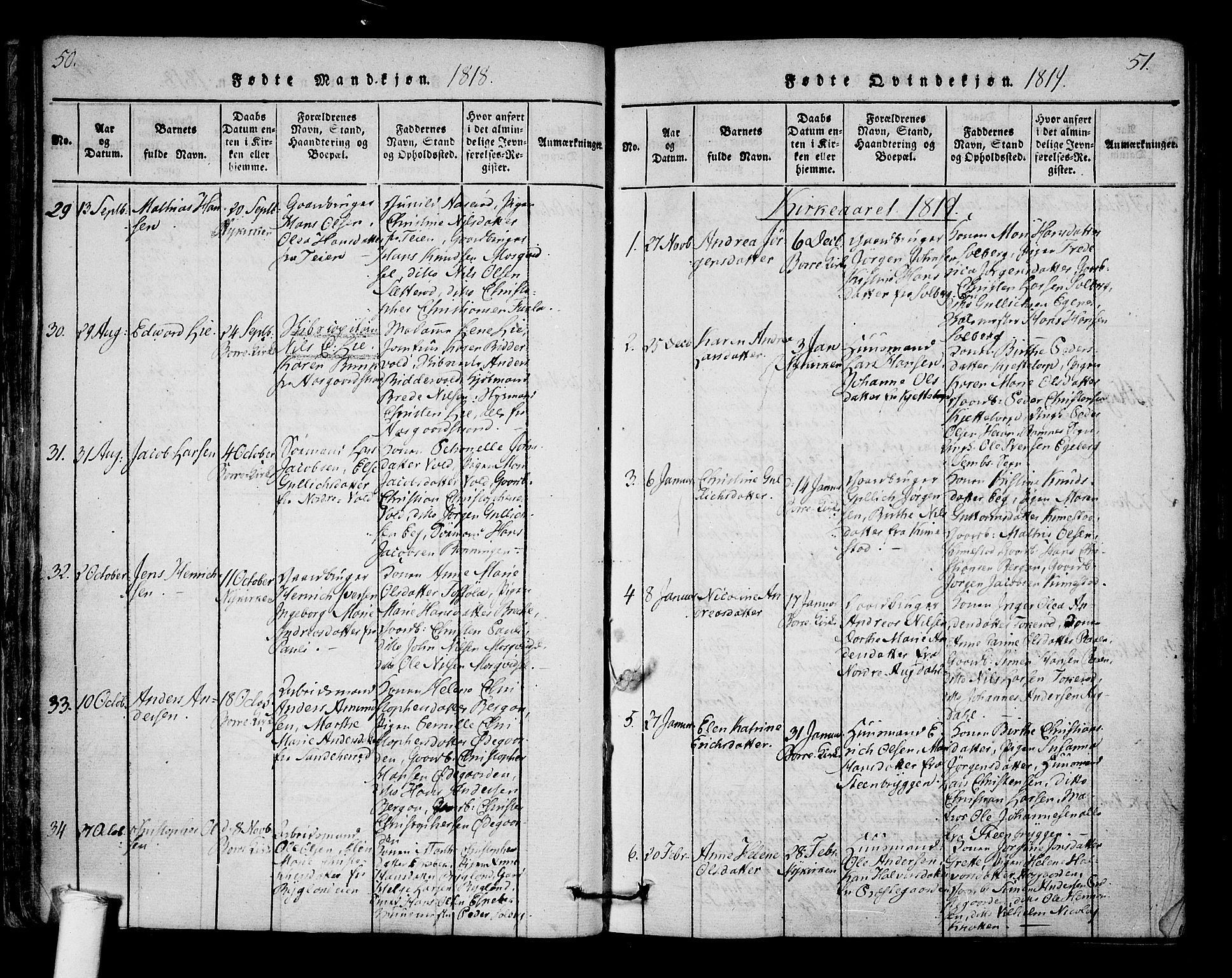 Borre kirkebøker, AV/SAKO-A-338/F/Fa/L0004: Parish register (official) no. I 4, 1815-1845, p. 50-51