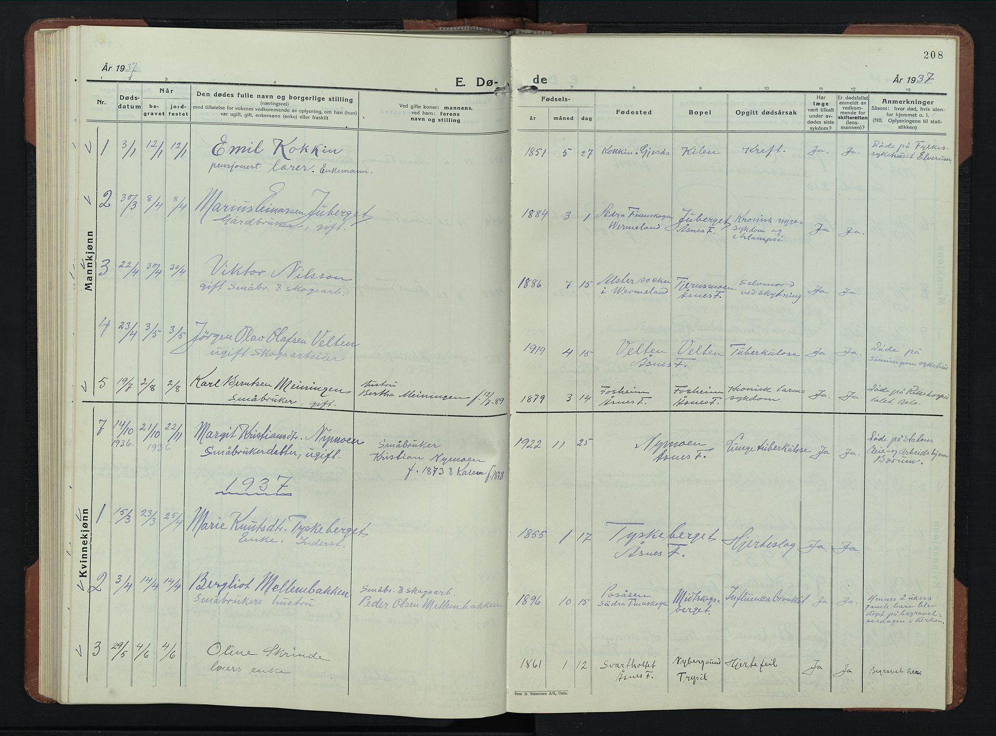 Åsnes prestekontor, AV/SAH-PREST-042/H/Ha/Hab/L0009: Parish register (copy) no. 9, 1930-1954, p. 208