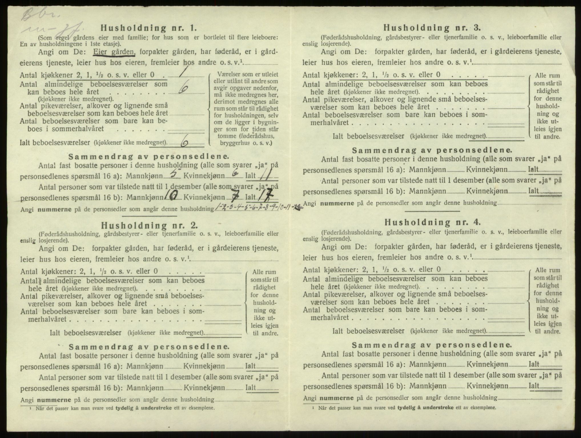 SAB, 1920 census for Innvik, 1920, p. 956