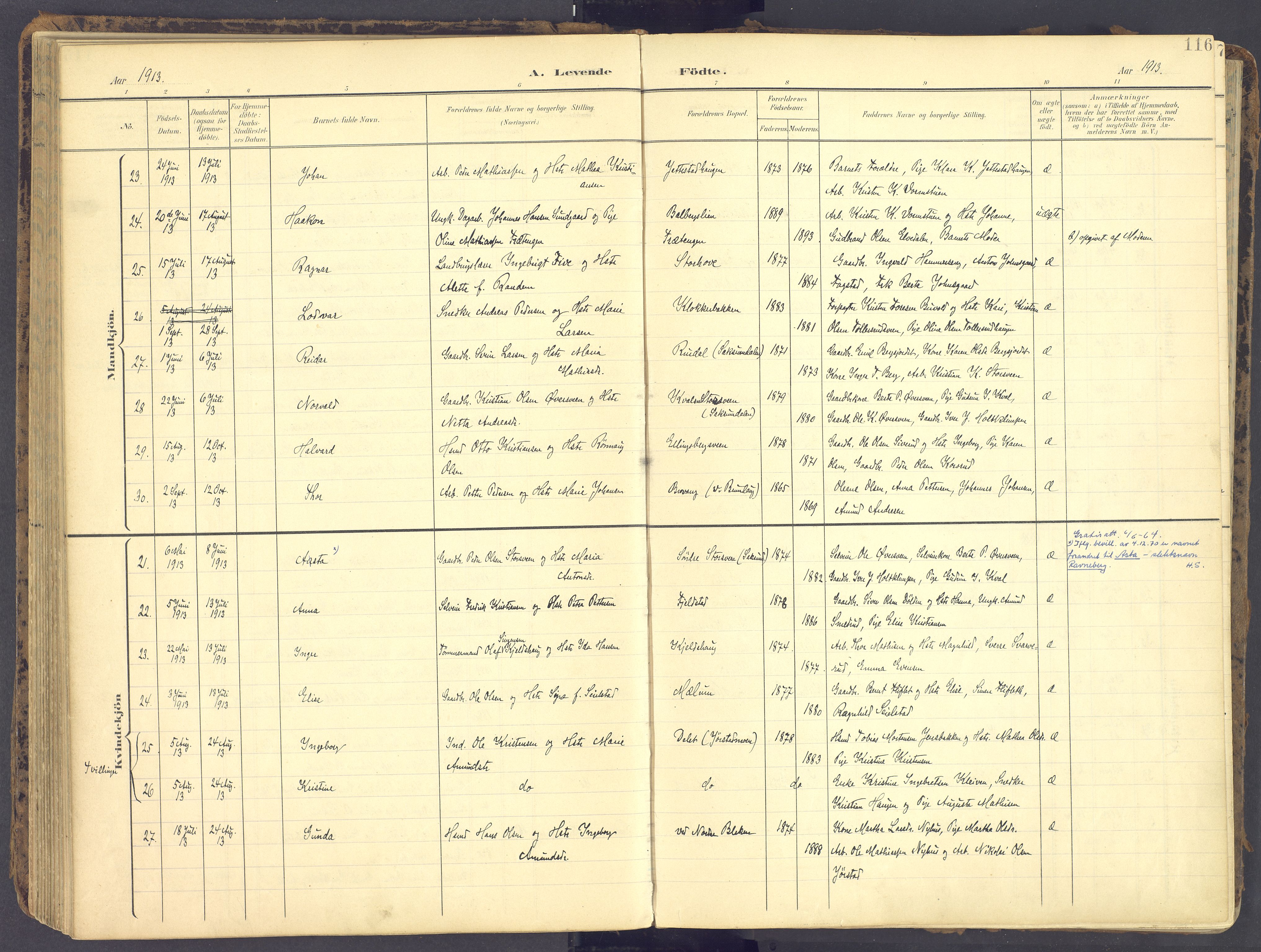 Fåberg prestekontor, AV/SAH-PREST-086/H/Ha/Haa/L0012: Parish register (official) no. 12, 1899-1915, p. 116