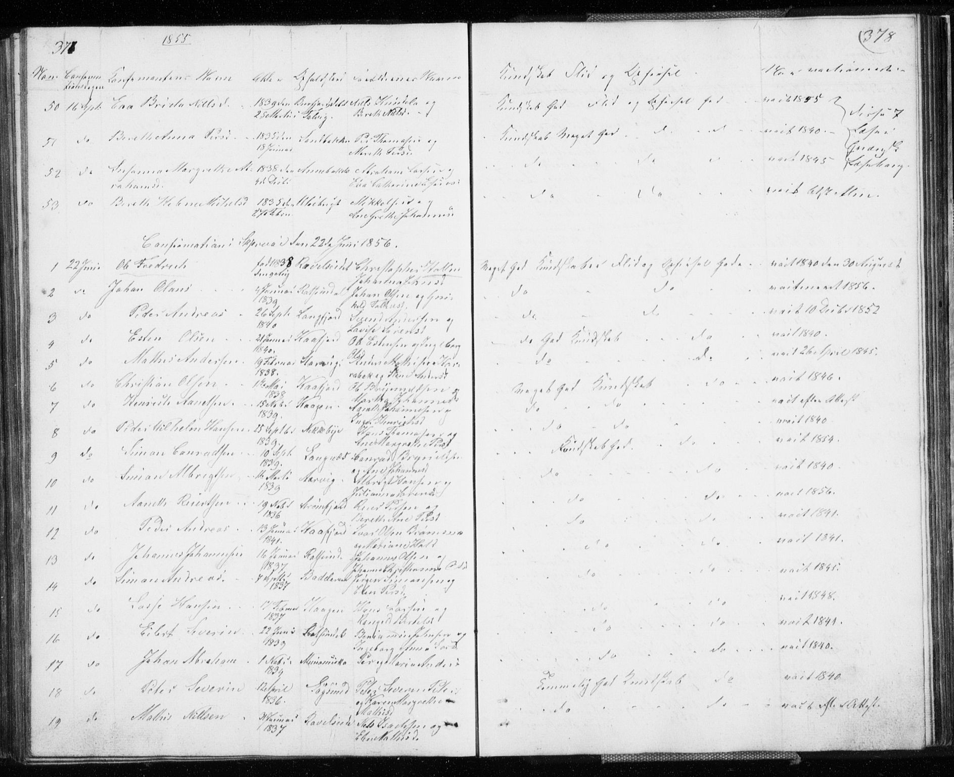 Skjervøy sokneprestkontor, SATØ/S-1300/H/Ha/Hab/L0003klokker: Parish register (copy) no. 3, 1849-1861, p. 377-378