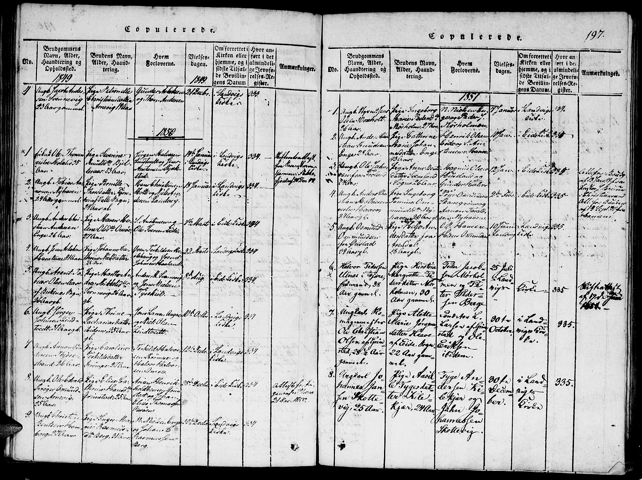 Hommedal sokneprestkontor, SAK/1111-0023/F/Fa/Faa/L0001: Parish register (official) no. A 1, 1816-1860, p. 197