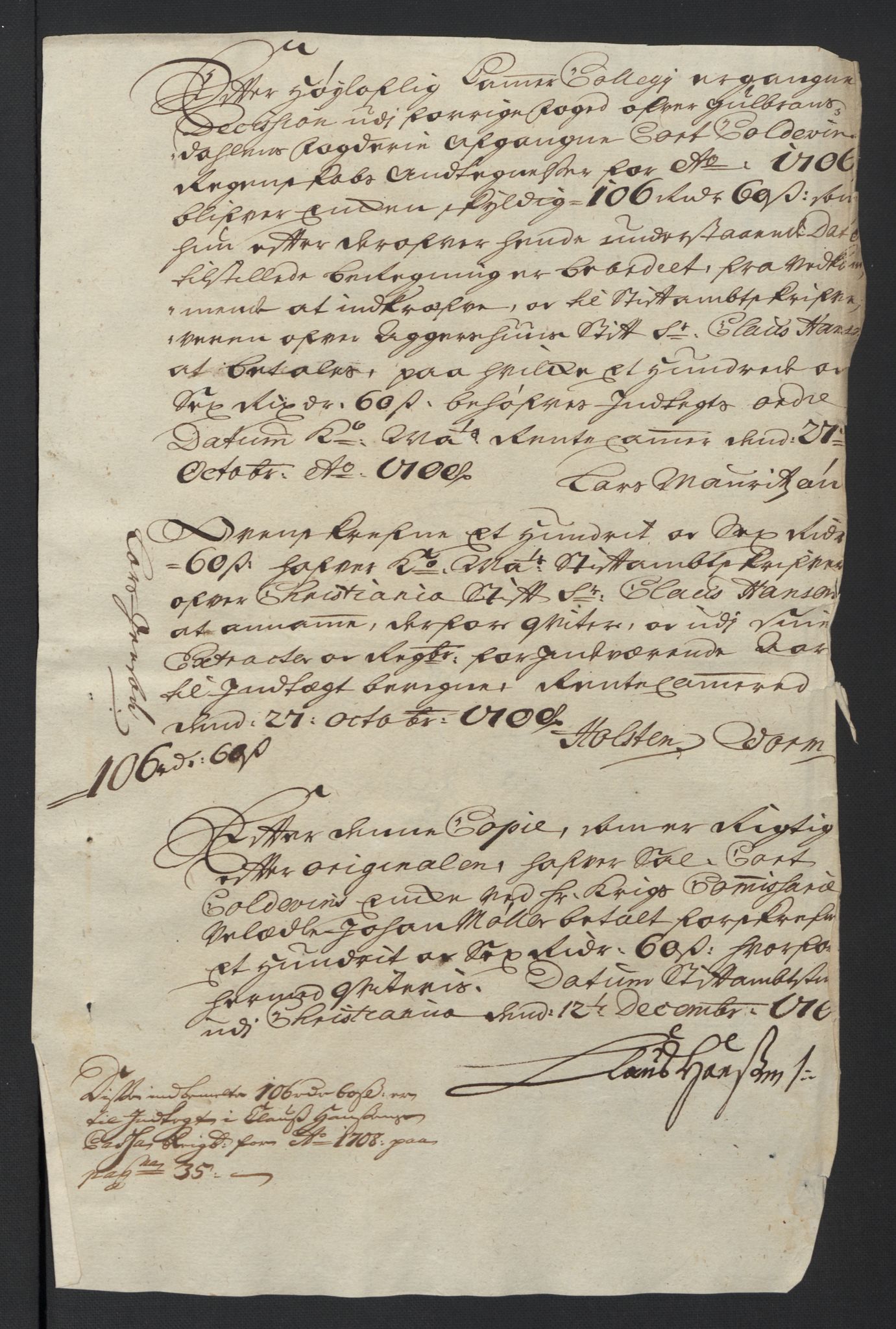 Rentekammeret inntil 1814, Reviderte regnskaper, Fogderegnskap, AV/RA-EA-4092/R17/L1178: Fogderegnskap Gudbrandsdal, 1705-1707, p. 265