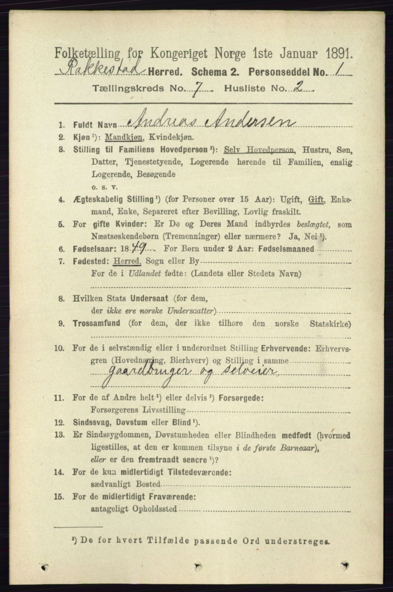 RA, 1891 census for 0128 Rakkestad, 1891, p. 3135