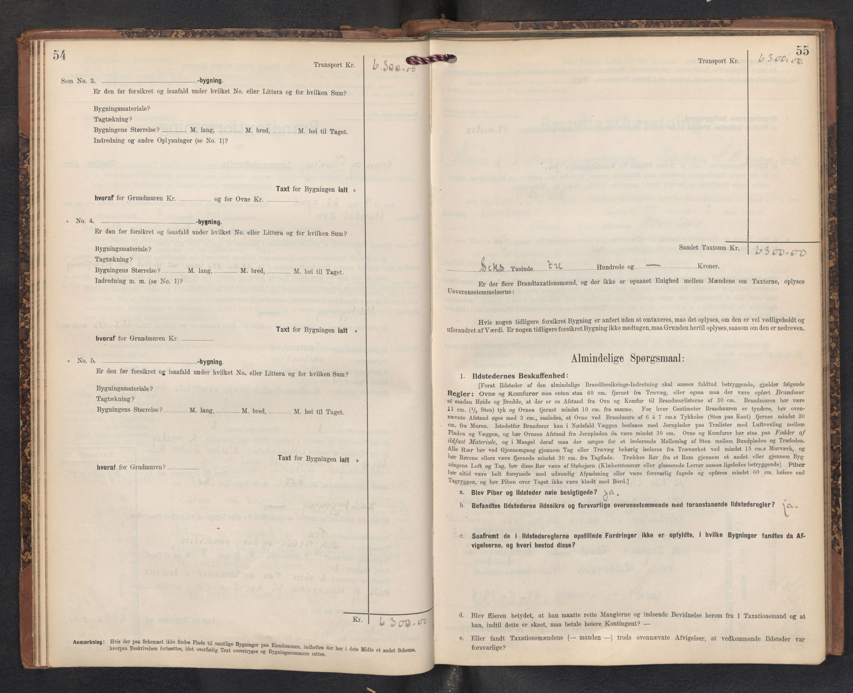 Lensmannen i Kinn, AV/SAB-A-28801/0012/L0005: Branntakstprotokoll, skjematakst, 1903-1938, p. 54-55