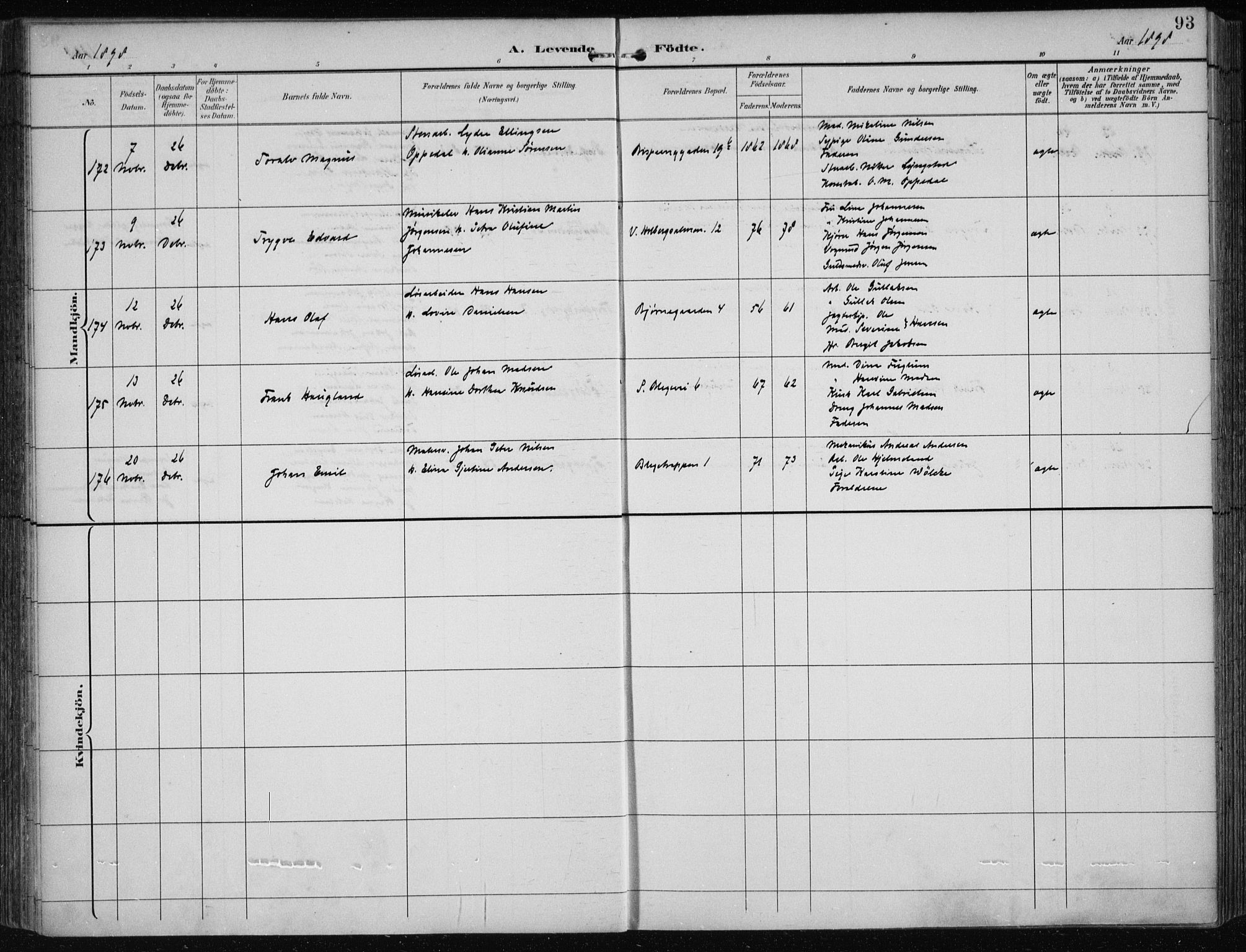 Korskirken sokneprestembete, AV/SAB-A-76101/H/Hab: Parish register (copy) no. B 10, 1896-1905, p. 93