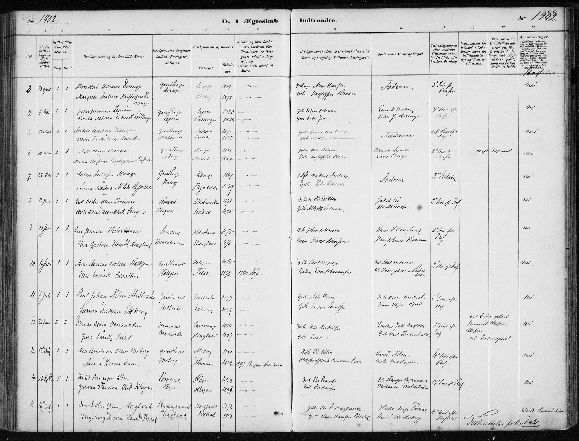 Os sokneprestembete, AV/SAB-A-99929: Parish register (official) no. B 1, 1885-1902, p. 188