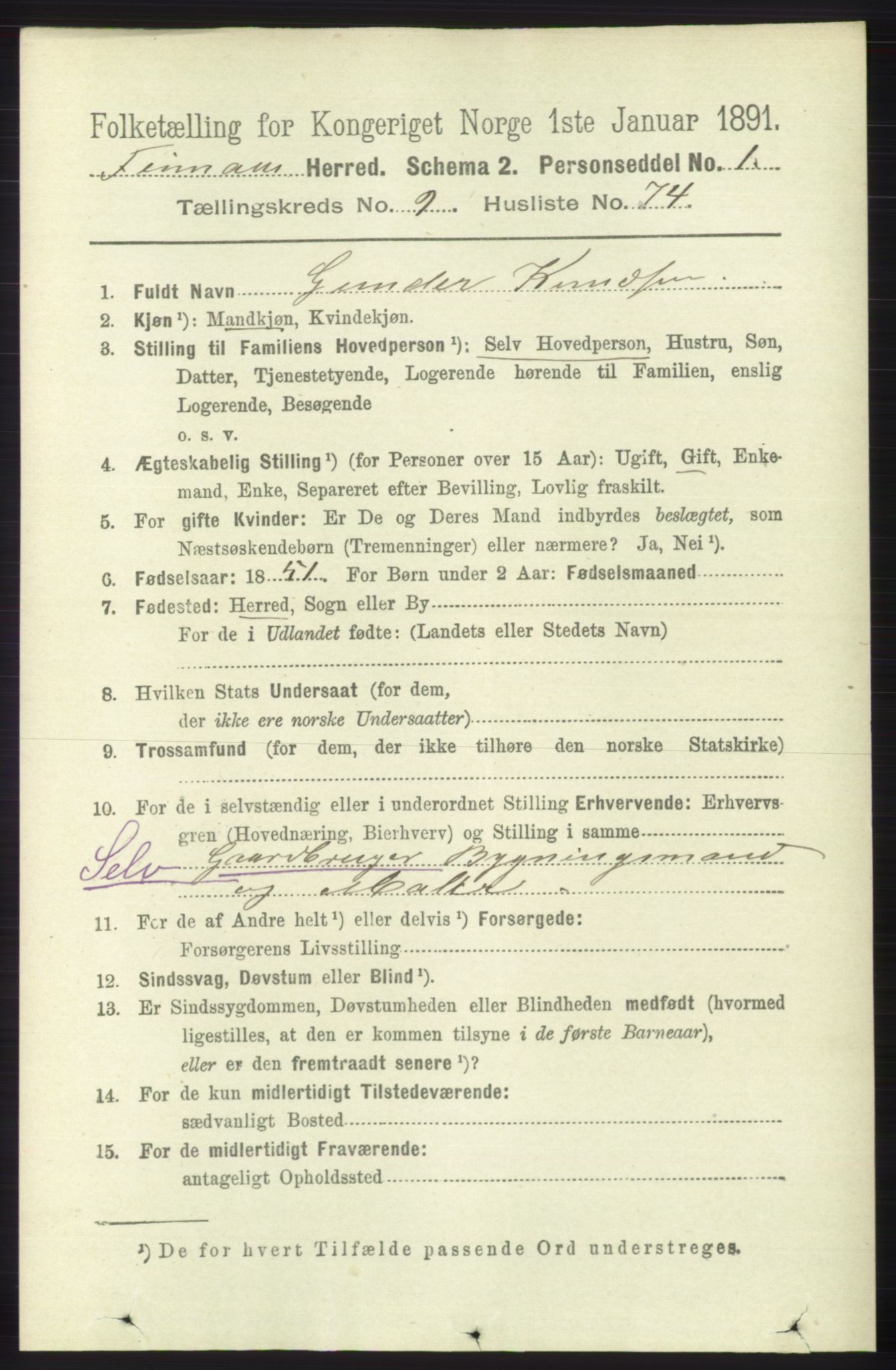 RA, 1891 census for 1218 Finnås, 1891, p. 4411