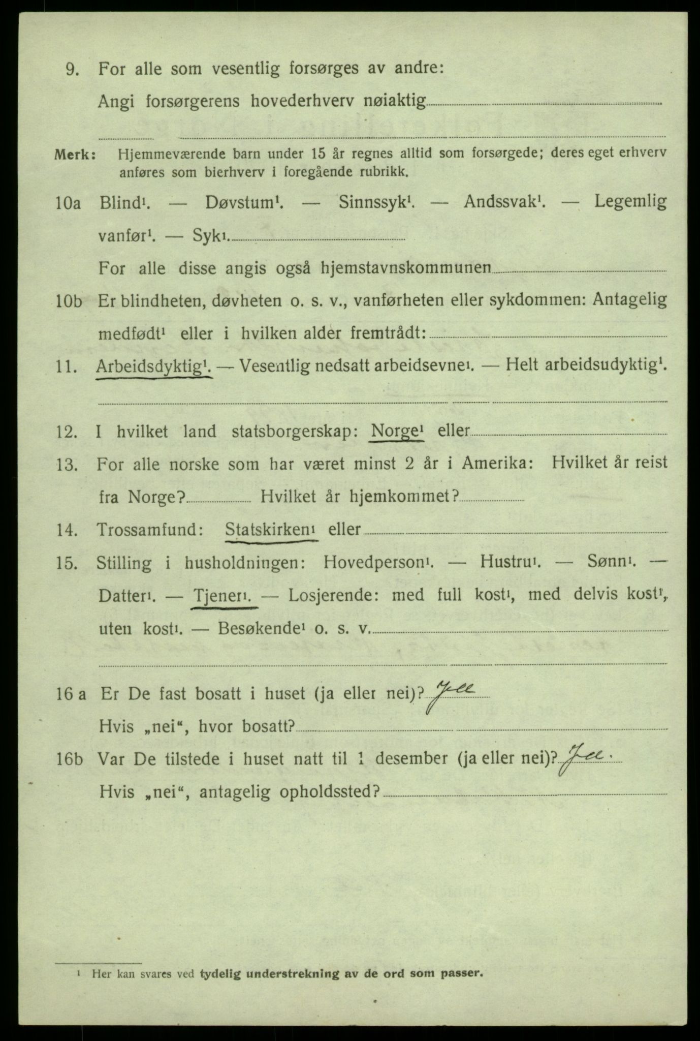SAB, 1920 census for Granvin, 1920, p. 1327