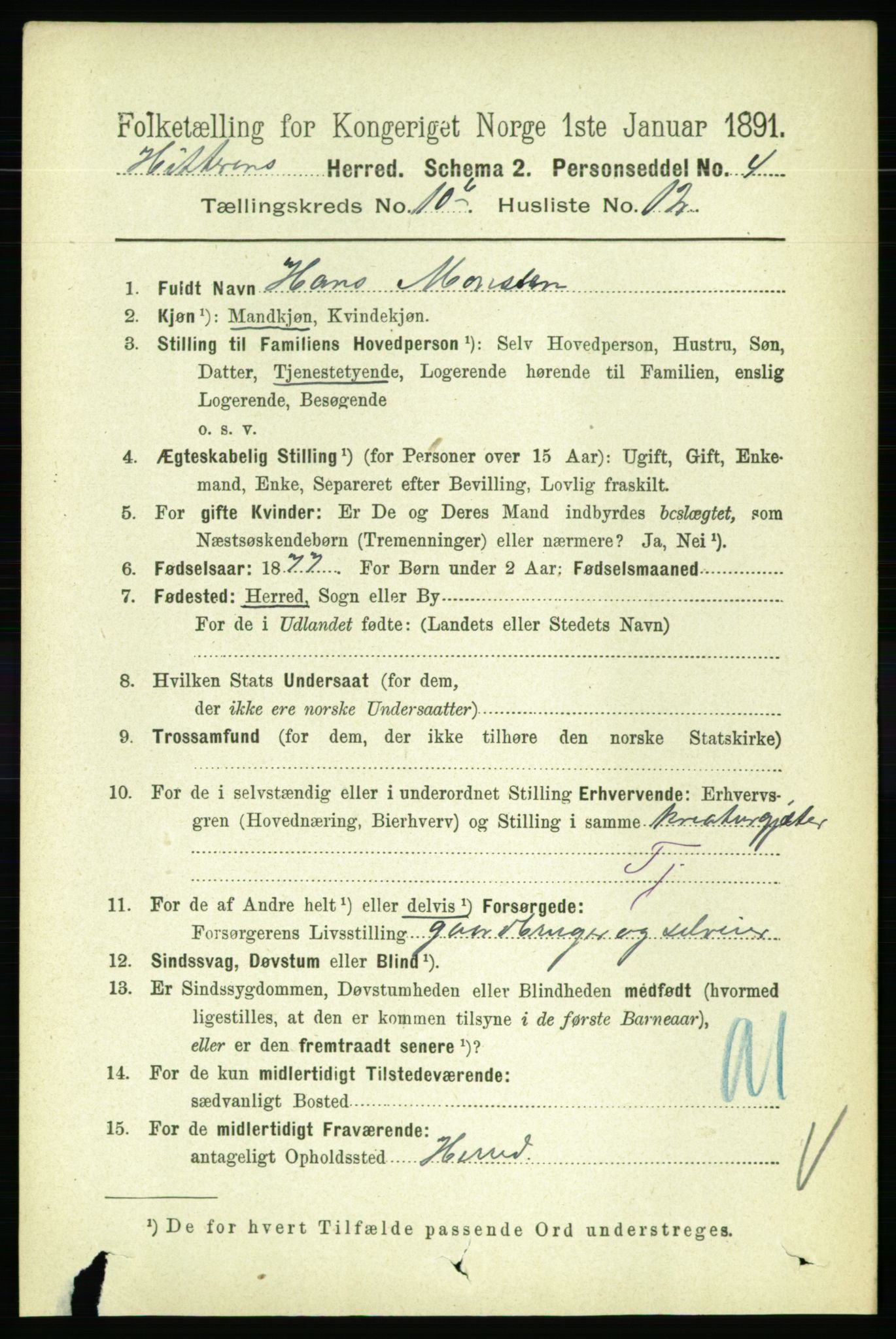 RA, 1891 census for 1617 Hitra, 1891, p. 2416