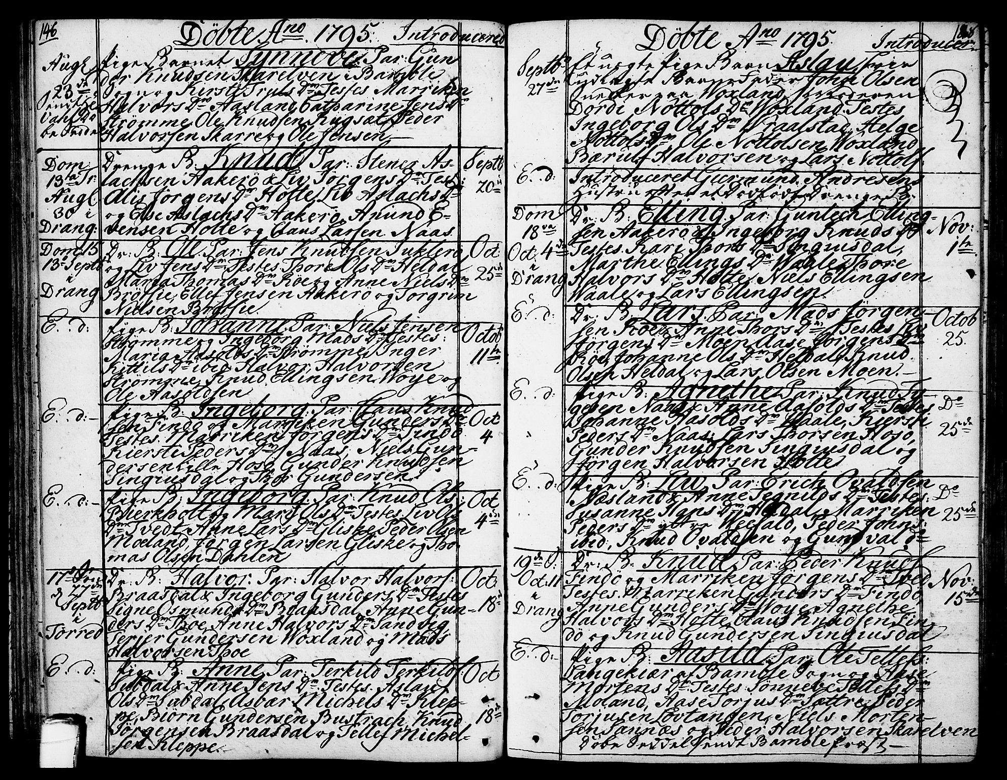 Drangedal kirkebøker, SAKO/A-258/F/Fa/L0003: Parish register (official) no. 3, 1768-1814, p. 146-147