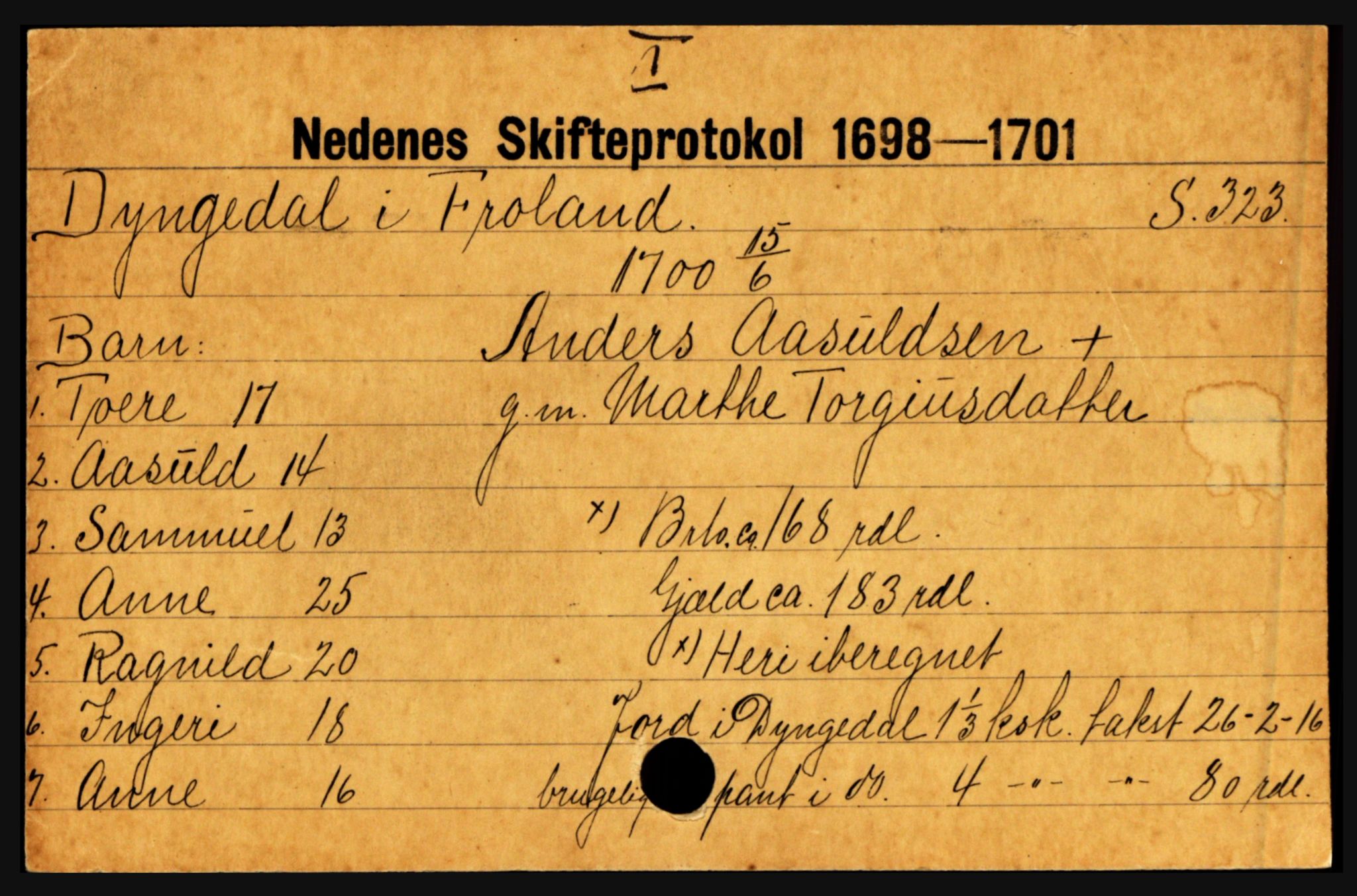 Nedenes sorenskriveri før 1824, AV/SAK-1221-0007/H, p. 5509