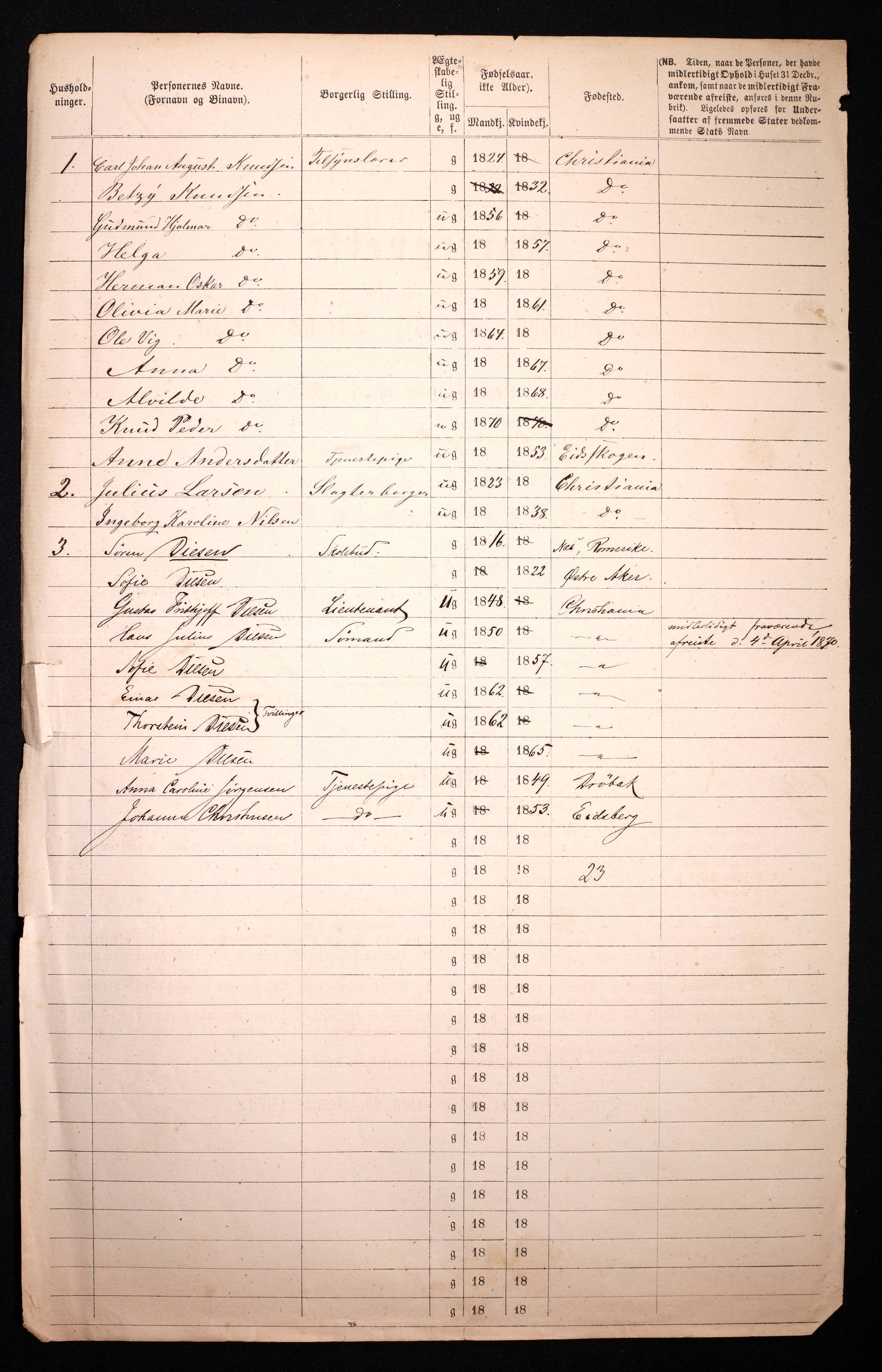 RA, 1870 census for 0301 Kristiania, 1870, p. 869