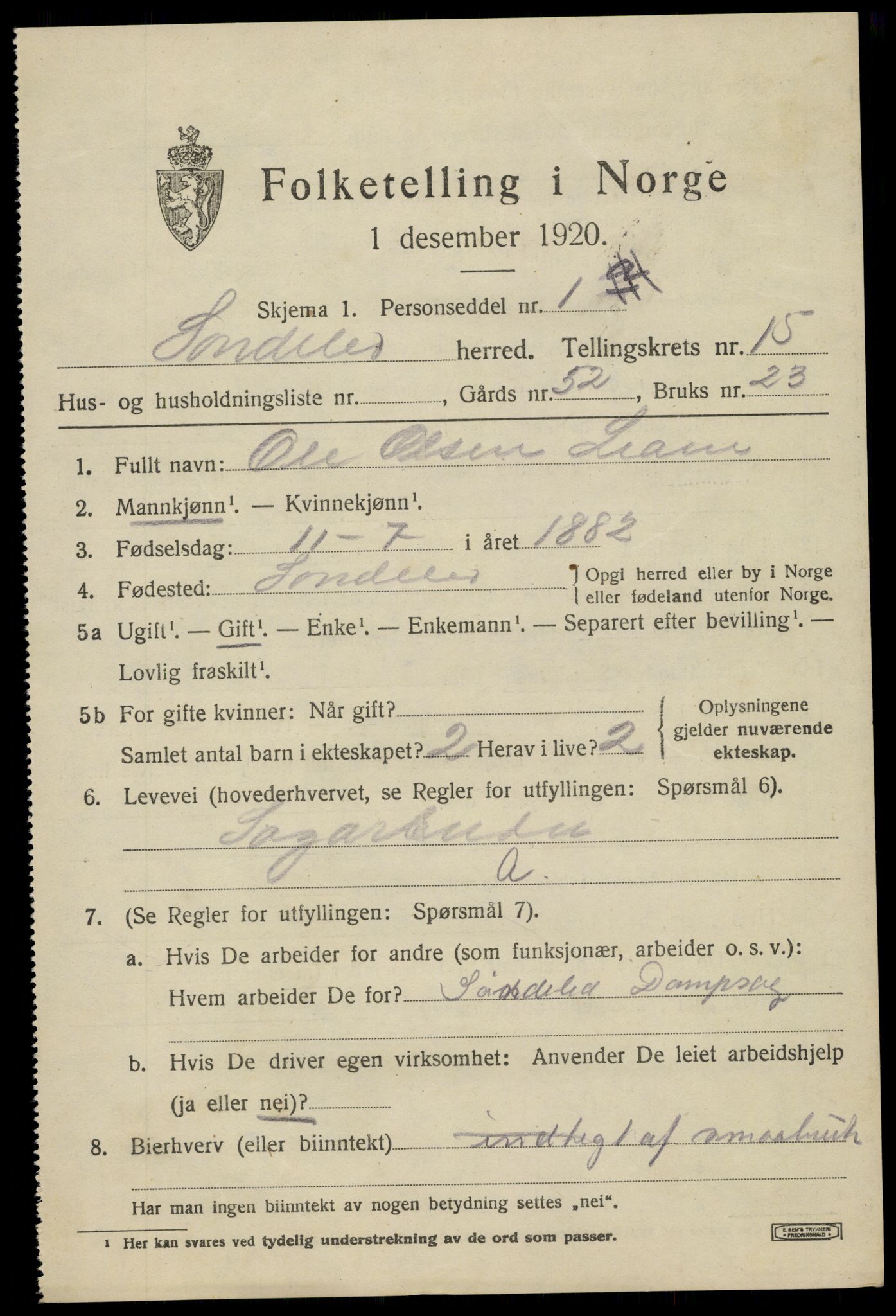 SAK, 1920 census for Søndeled, 1920, p. 6671