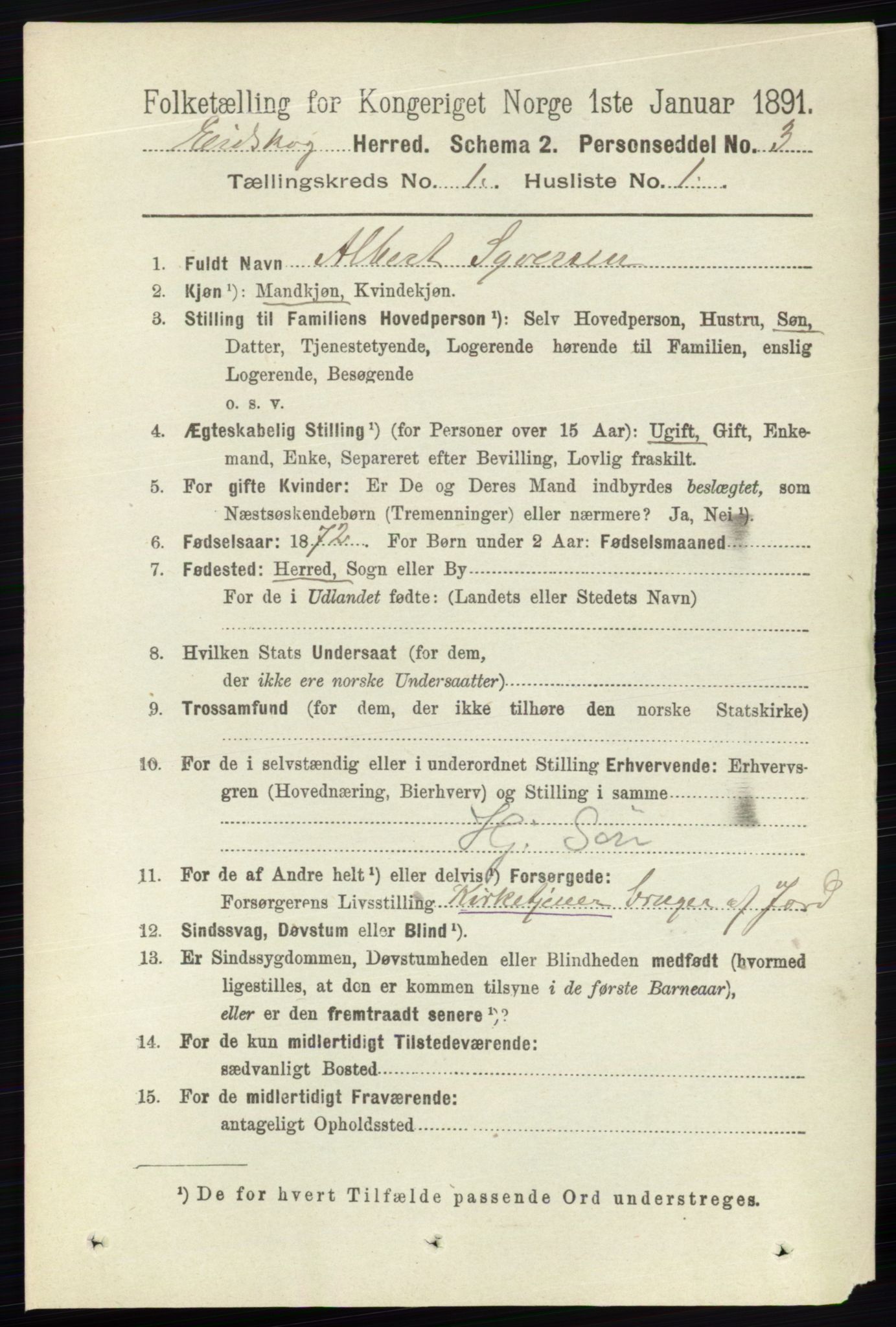 RA, 1891 census for 0420 Eidskog, 1891, p. 96