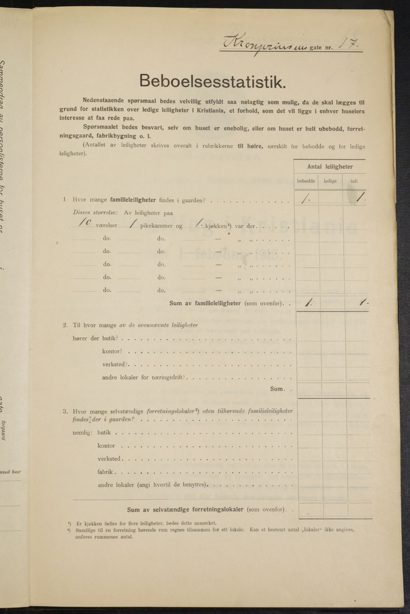 OBA, Municipal Census 1915 for Kristiania, 1915, p. 54190