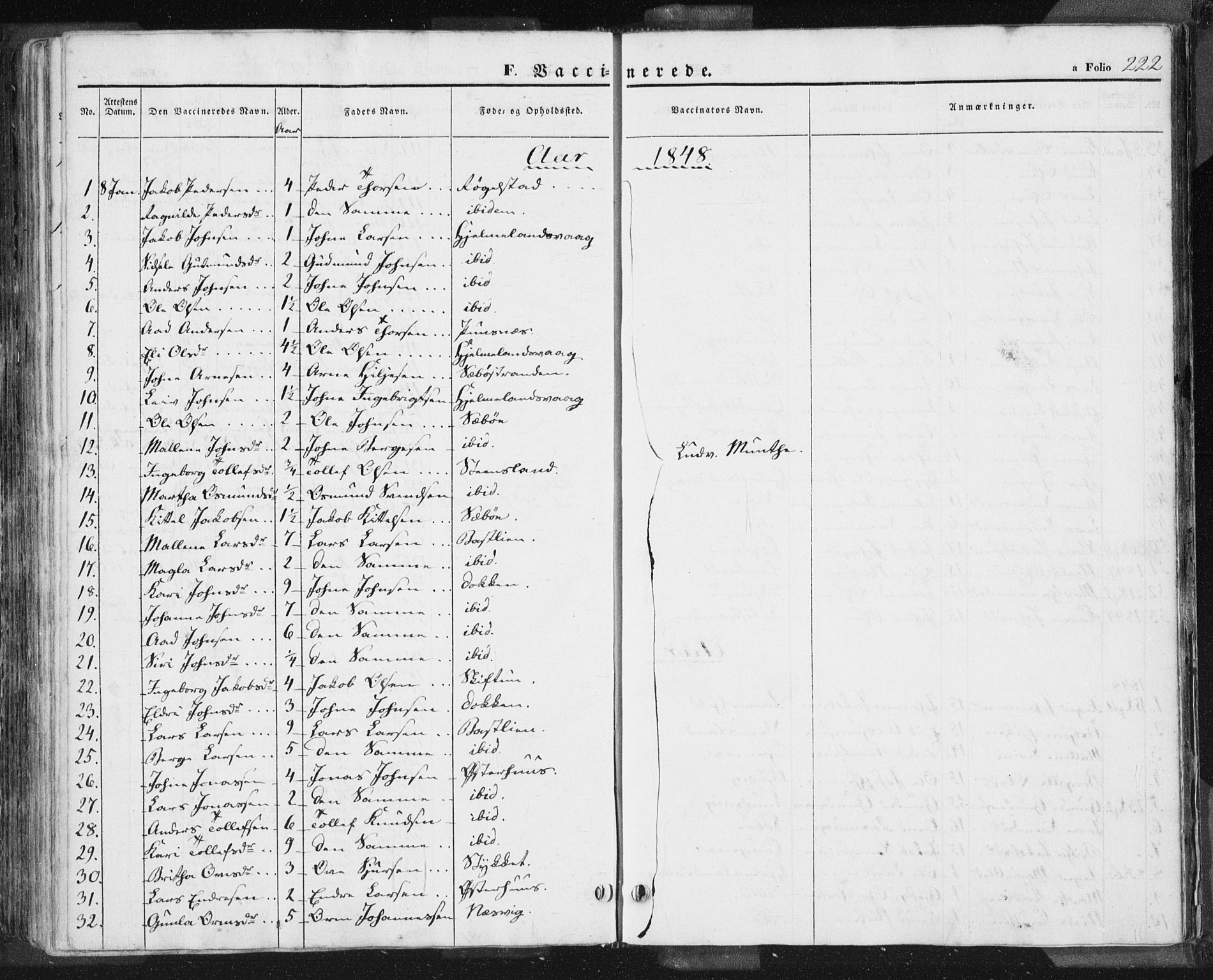 Hjelmeland sokneprestkontor, SAST/A-101843/01/IV/L0009: Parish register (official) no. A 9, 1846-1860, p. 222