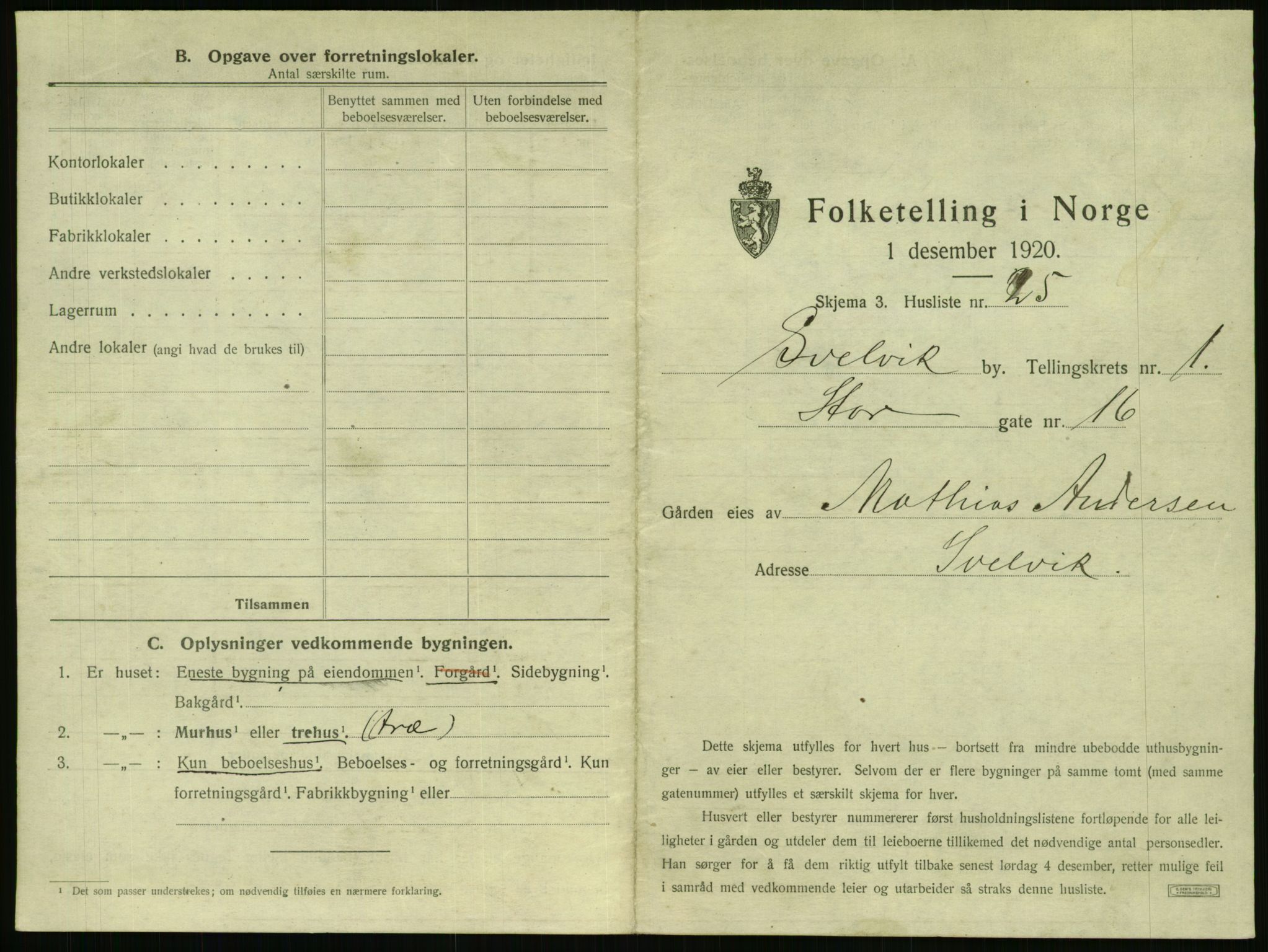 SAKO, 1920 census for Svelvik, 1920, p. 65