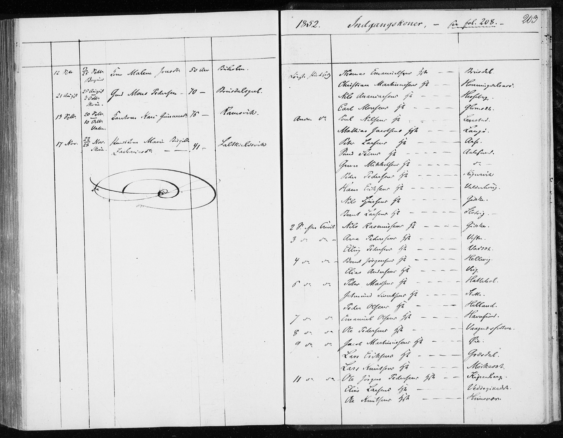 Ministerialprotokoller, klokkerbøker og fødselsregistre - Møre og Romsdal, AV/SAT-A-1454/528/L0415: Curate's parish register no. 528B03, 1843-1852, p. 203