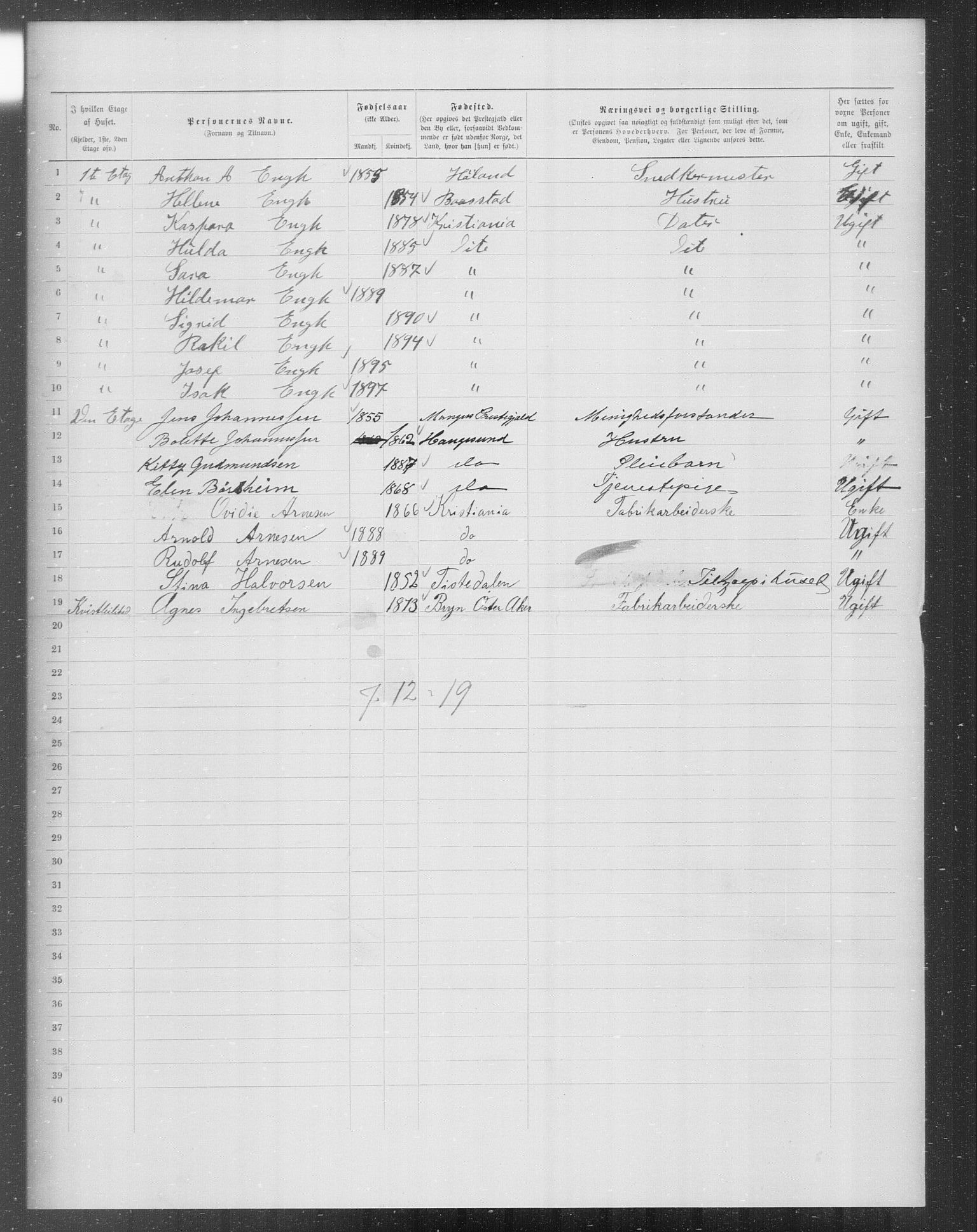 OBA, Municipal Census 1899 for Kristiania, 1899, p. 6920