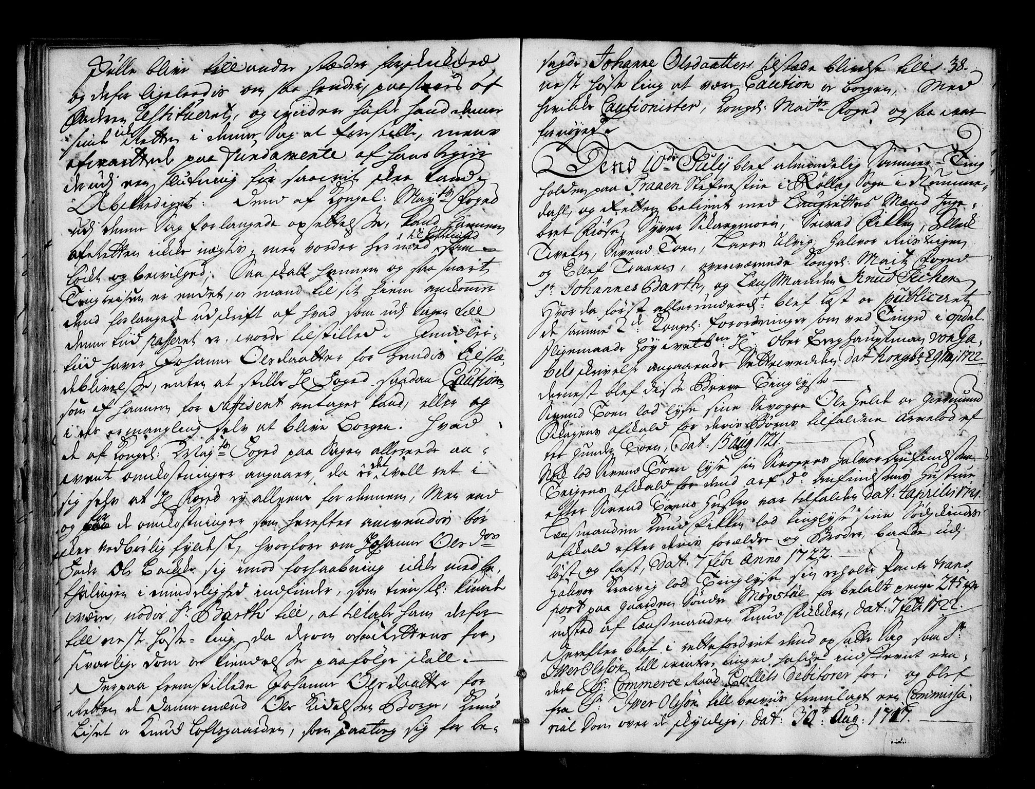 Numedal og Sandsvær sorenskriveri, AV/SAKO-A-128/F/Fa/Faa/L0052: Tingbok, 1722, p. 37b-38a