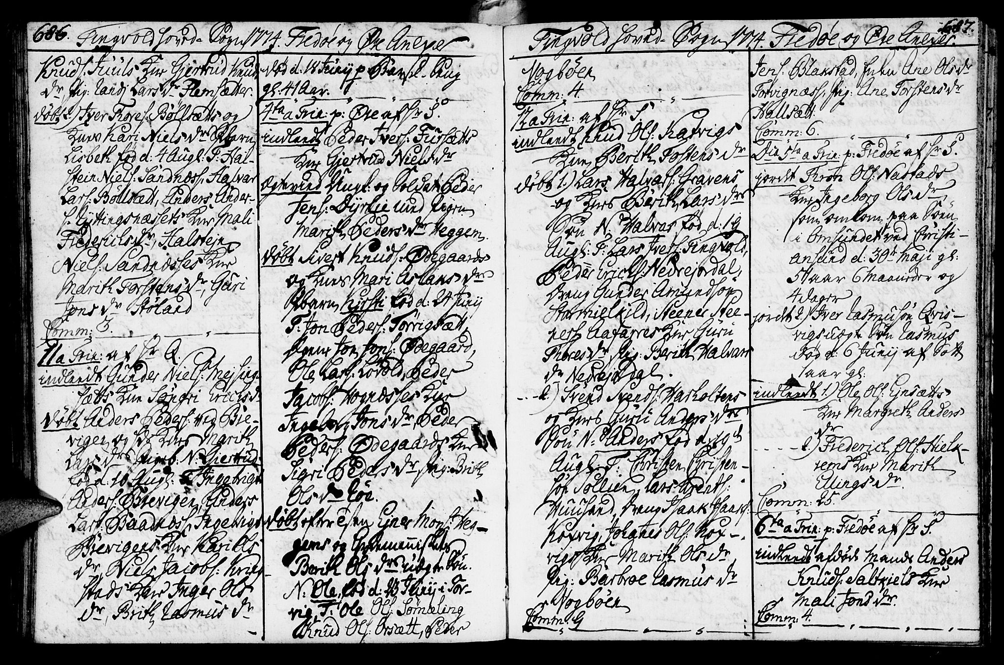 Ministerialprotokoller, klokkerbøker og fødselsregistre - Møre og Romsdal, SAT/A-1454/586/L0979: Parish register (official) no. 586A05, 1751-1776, p. 686-687