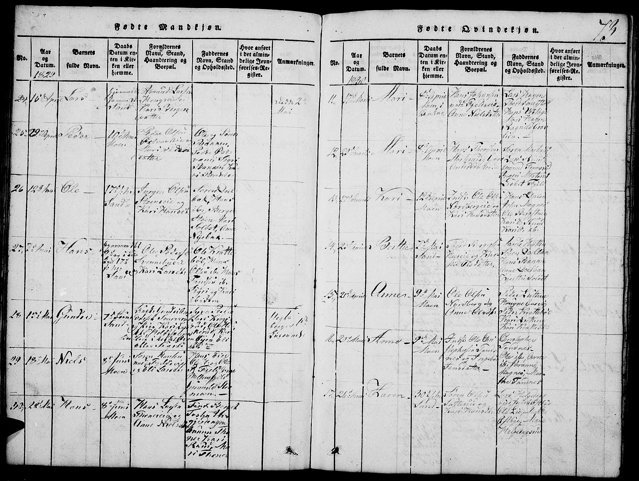 Nord-Odal prestekontor, AV/SAH-PREST-032/H/Ha/Hab/L0001: Parish register (copy) no. 1, 1819-1838, p. 73