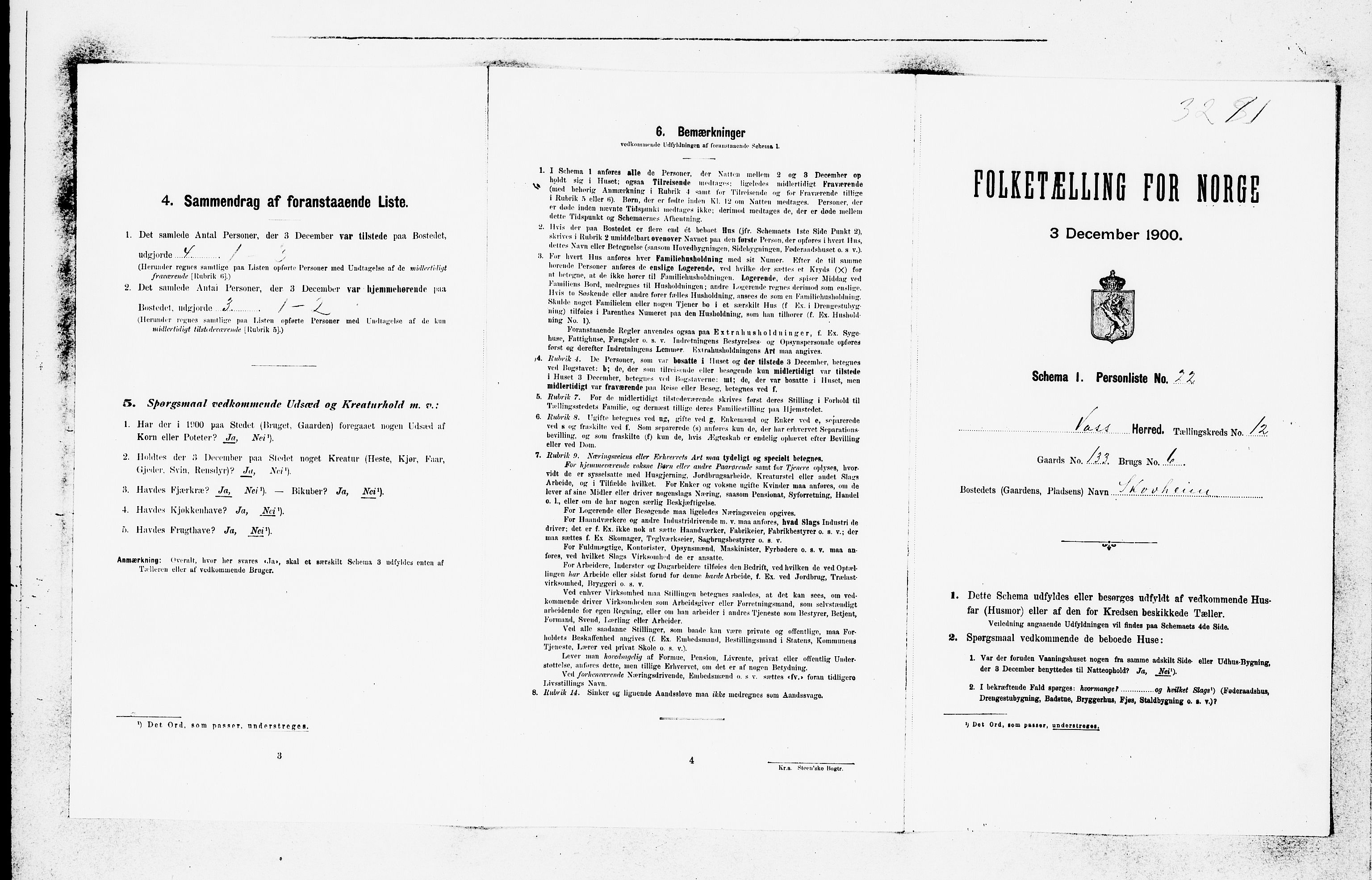 SAB, 1900 census for Voss, 1900, p. 1407