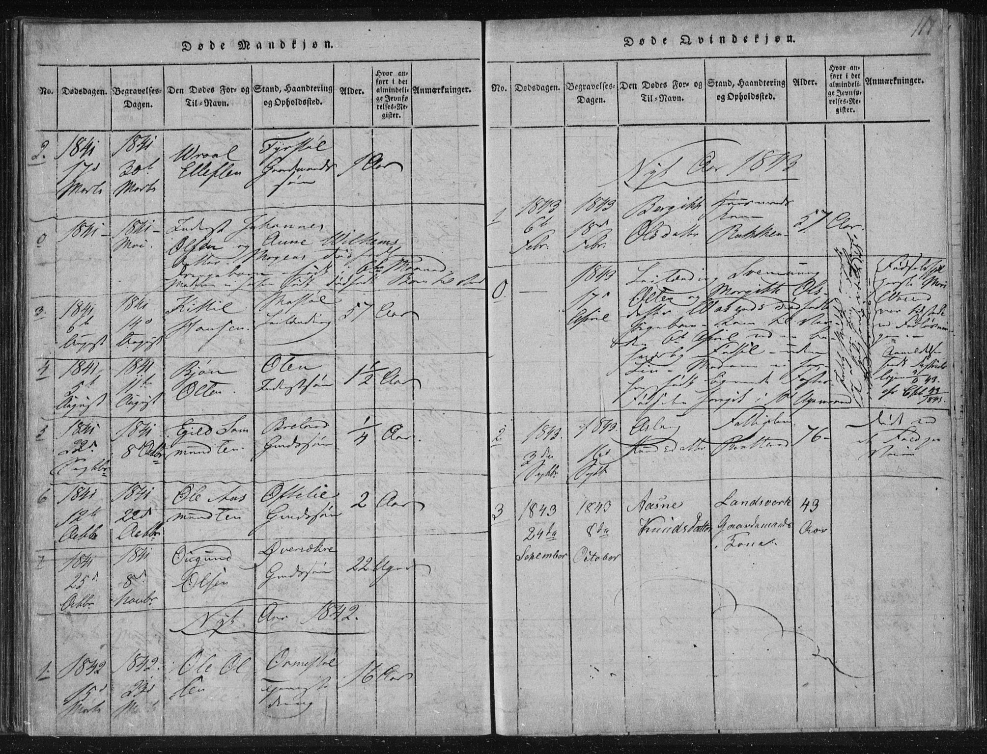 Lårdal kirkebøker, SAKO/A-284/F/Fc/L0001: Parish register (official) no. III 1, 1815-1860, p. 117