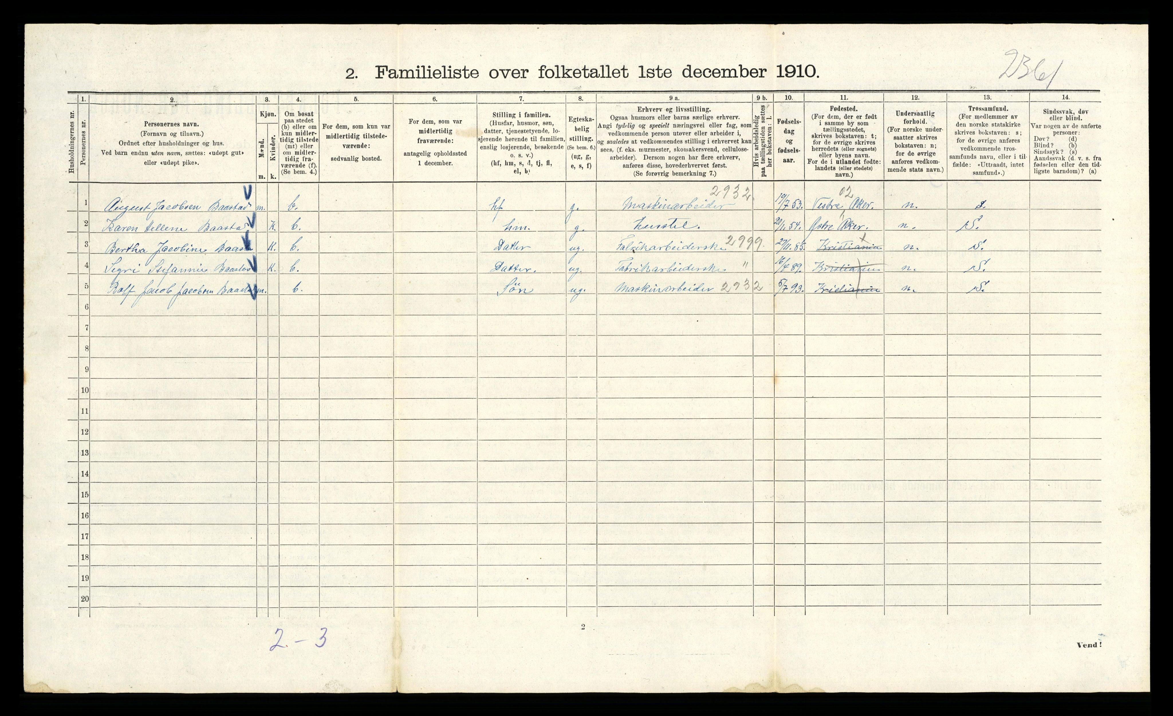 RA, 1910 census for Kristiania, 1910, p. 3520