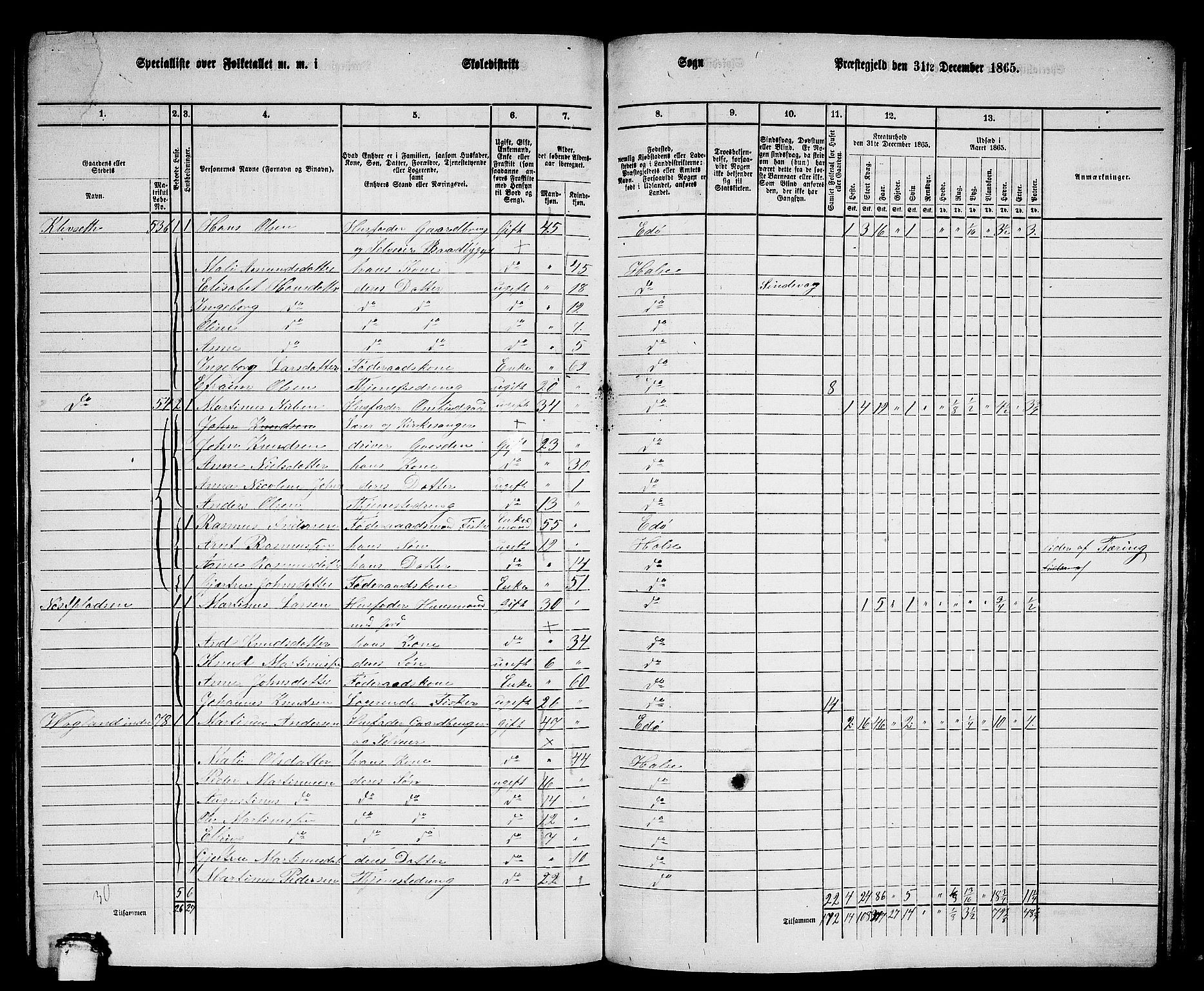 RA, 1865 census for Stangvik, 1865, p. 147