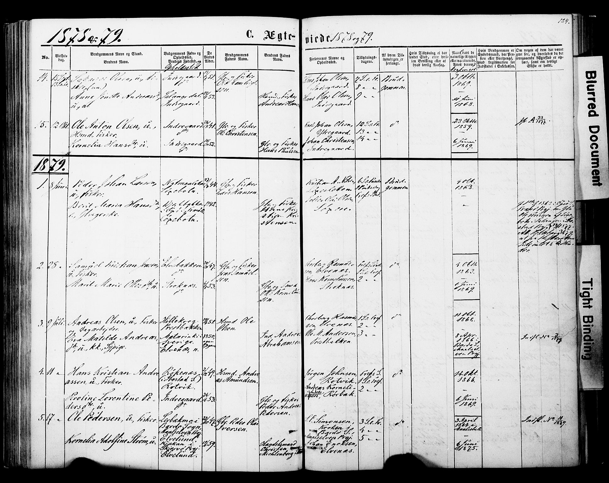 Ibestad sokneprestembete, SATØ/S-0077/H/Ha/Haa/L0013kirke: Parish register (official) no. 13, 1865-1879, p. 124