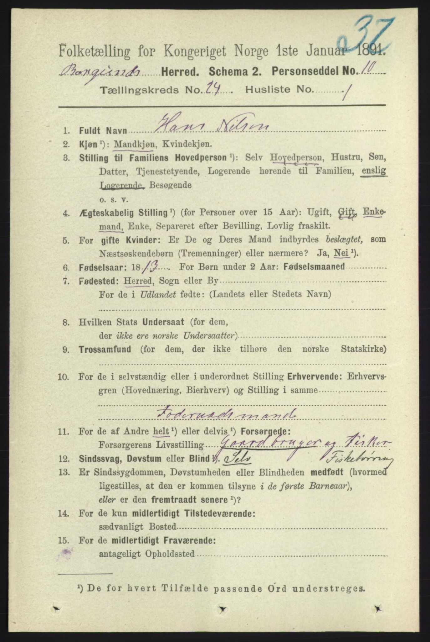 RA, 1891 census for 1531 Borgund, 1891, p. 7111