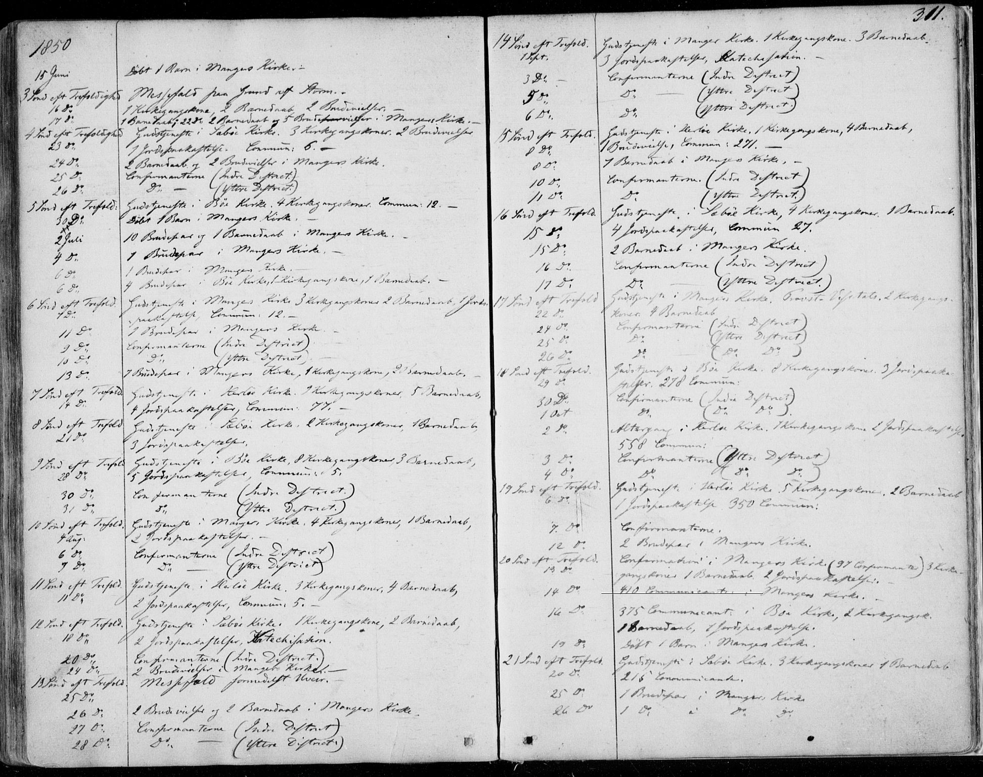 Manger sokneprestembete, SAB/A-76801/H/Haa: Parish register (official) no. A 6, 1849-1859, p. 311