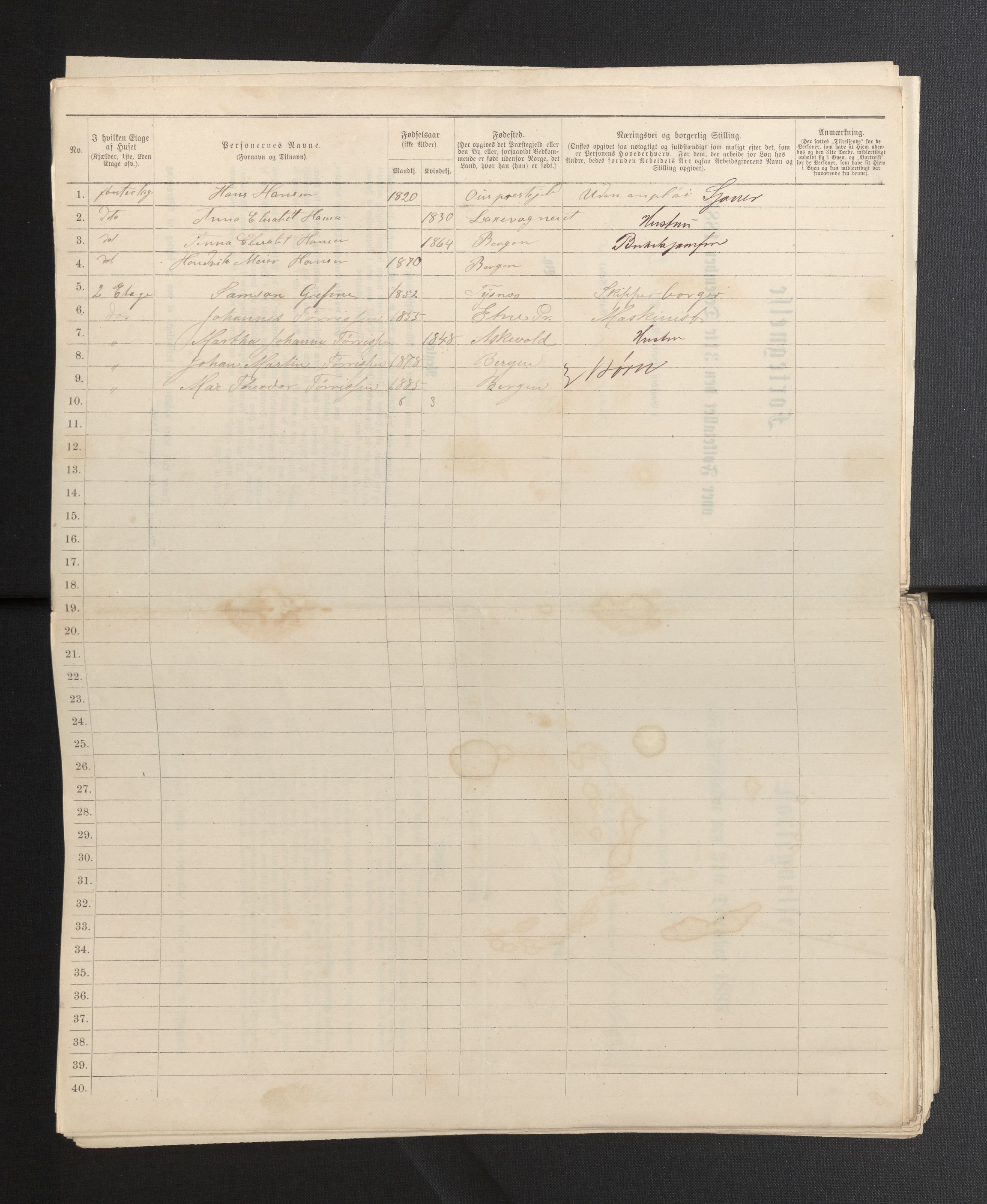 SAB, 1885 census for 1301 Bergen, 1885, p. 7437