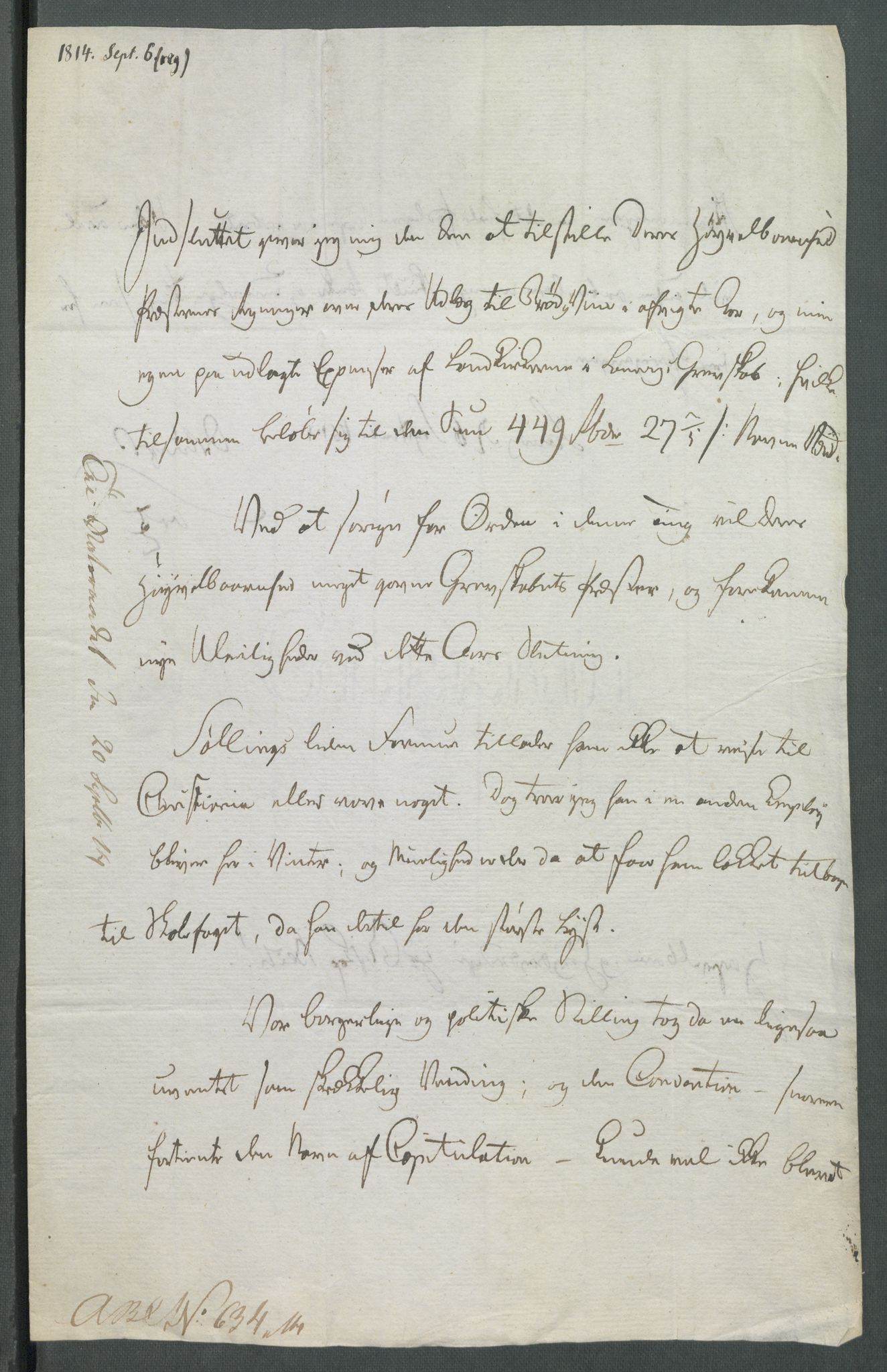 Forskjellige samlinger, Historisk-kronologisk samling, AV/RA-EA-4029/G/Ga/L0009A: Historisk-kronologisk samling. Dokumenter fra januar og ut september 1814. , 1814, p. 317