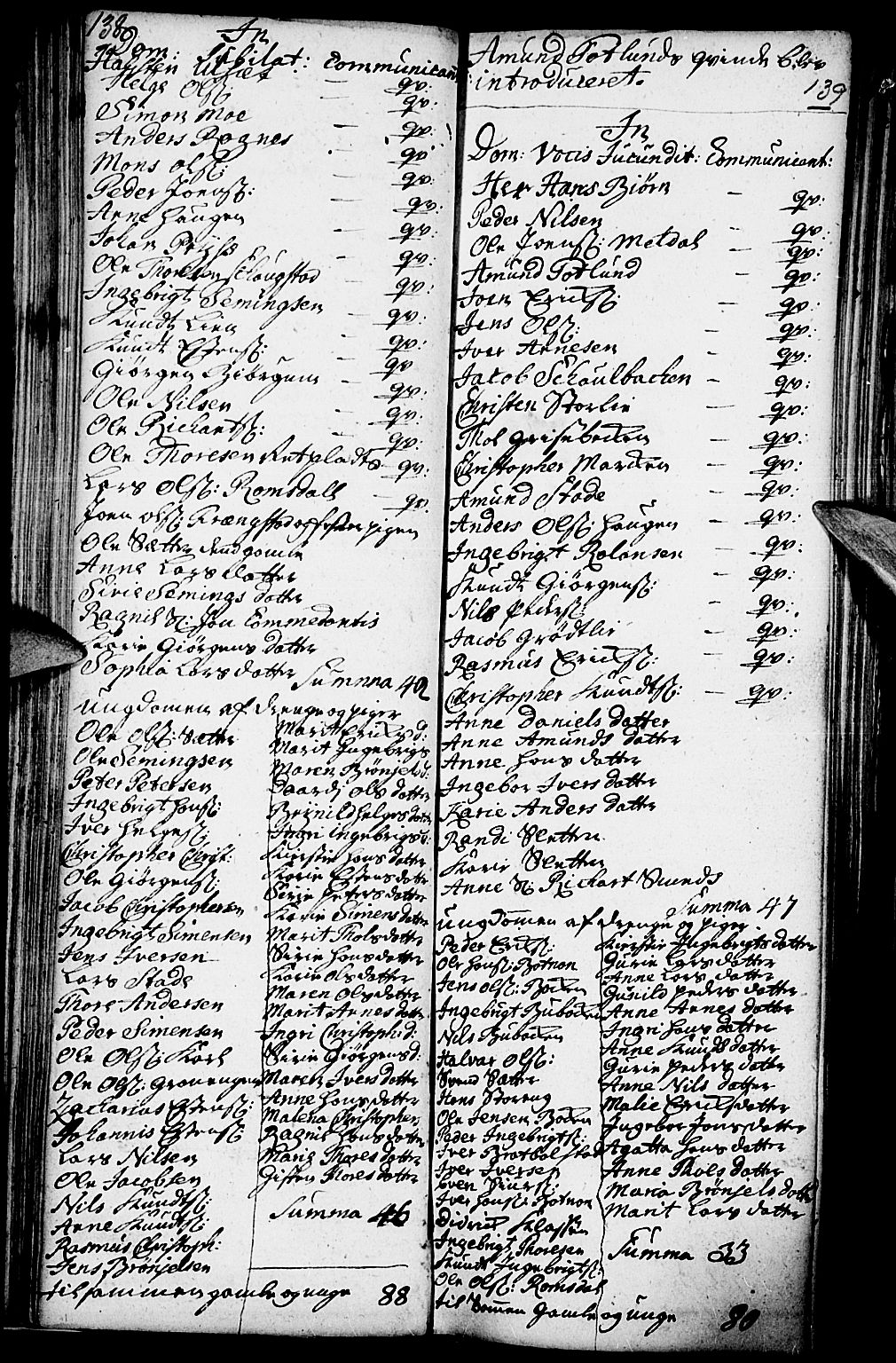 Kvikne prestekontor, AV/SAH-PREST-064/H/Ha/Haa/L0001: Parish register (official) no. 1, 1740-1756, p. 138-139